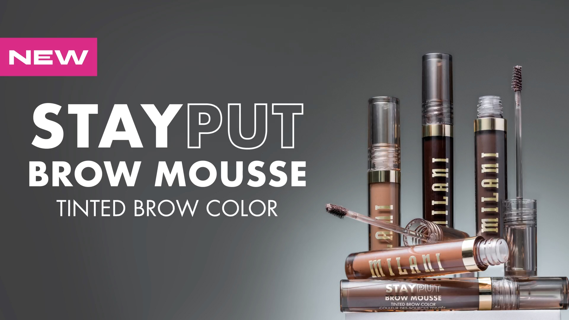 thumbnail video image 3 of Milani Stay Put Brow Mousse Tinted Brow Color, Dark Brown, 0.10 fl oz, 3 of 12