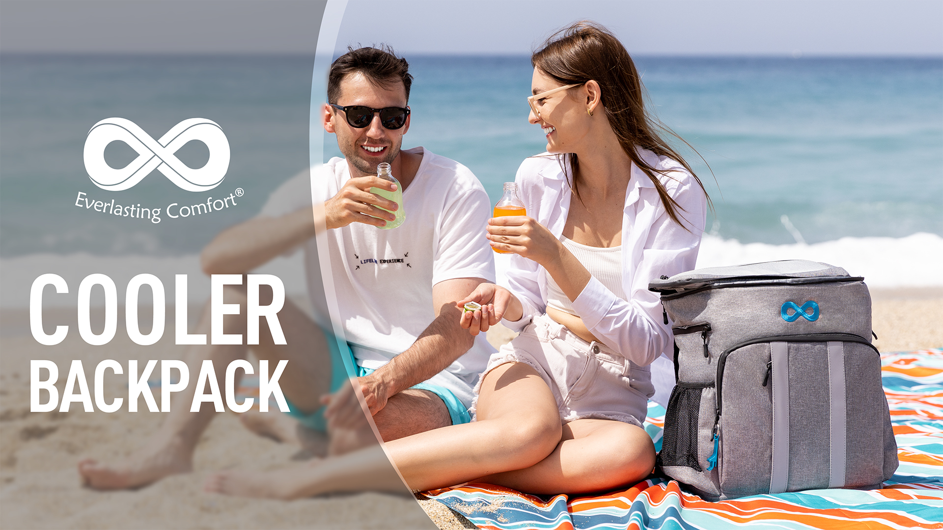 thumbnail video image 2 of Everlasting Comfort Insulated Cooler Backpack Leak Proof Thermal Bag Picnic Backpack, Gray, 2 of 10