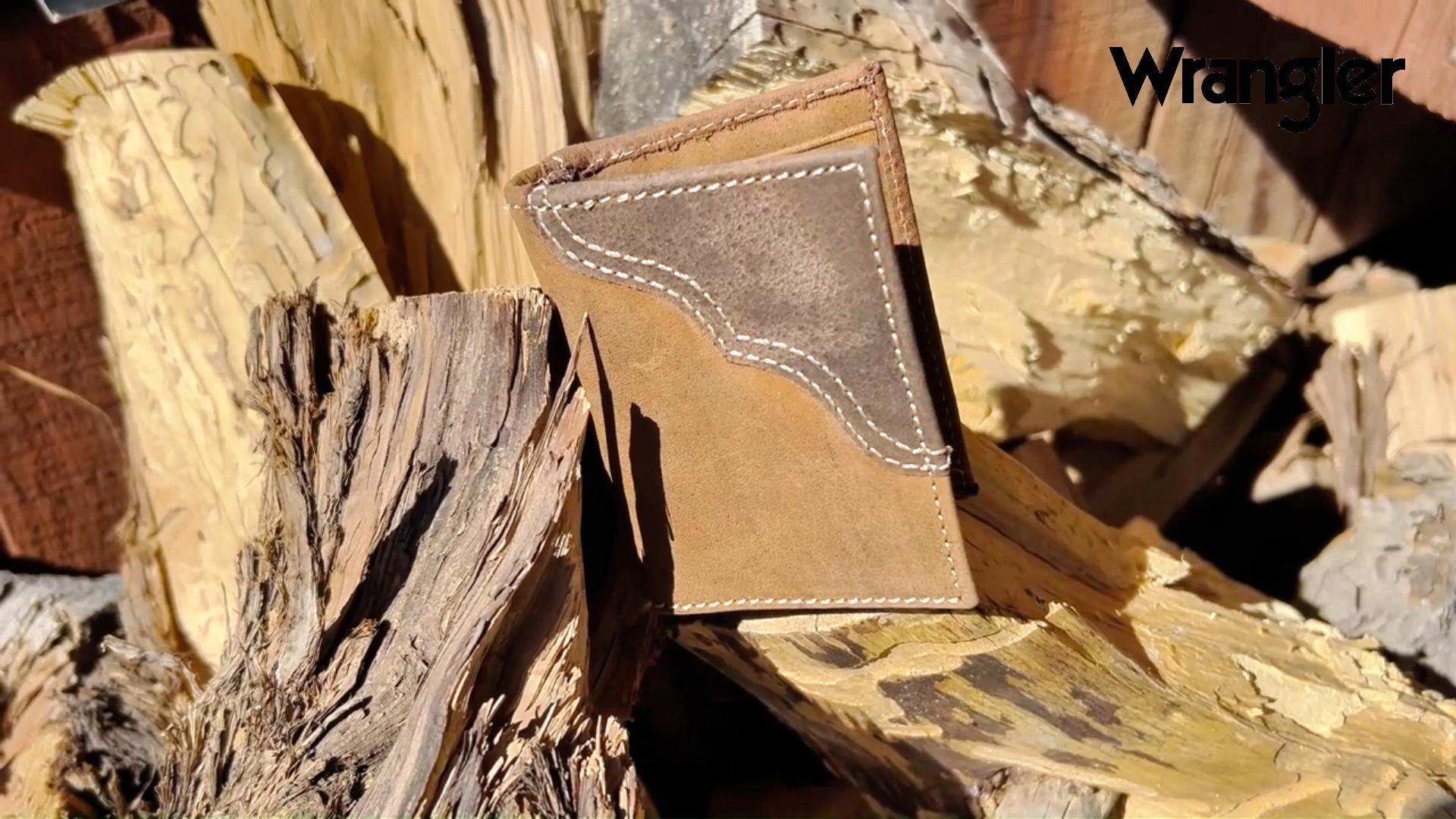 thumbnail video image 2 of Wrangler  Leather Card Case Wallet with Money Clip (Men), 2 of 5