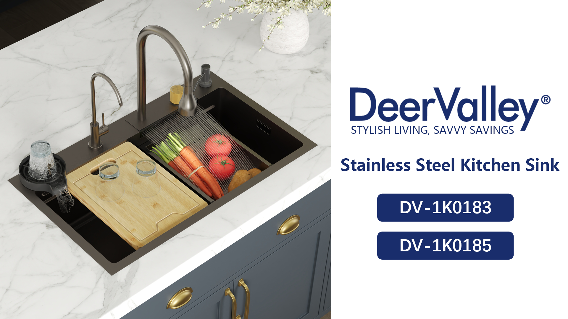 thumbnail video image 2 of DV-1K0183 30" x 18" Drop-in Single Bowl 304 Stainless Steel Kitchen Sink Workstation with Accessories, 2 of 13