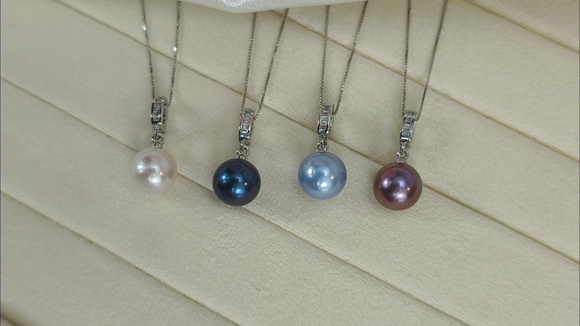 thumbnail video image 2 of Yami 10-11mm Black Pearl Necklace 925 Sterling Silver 18+2in Cultured Pearl Jewelry Gift for Women, 2 of 8