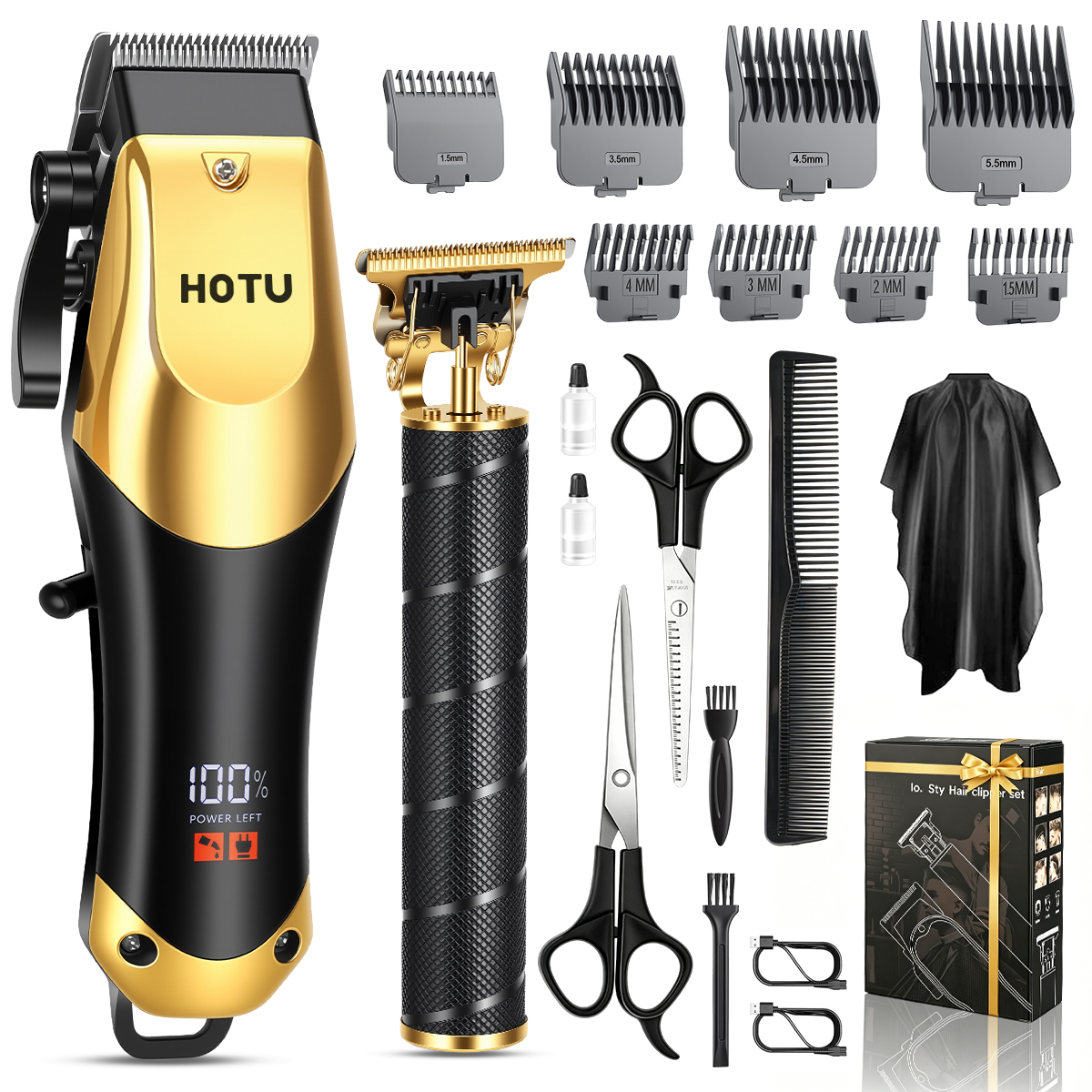 thumbnail video image 2 of HOTU Hair Clippers for Men, 20Pcs 2-in-1 Cordless Clippers and Trimmer Beard Set with LCD Display, Professional Barber Clippers Set for Home, 2 of 12