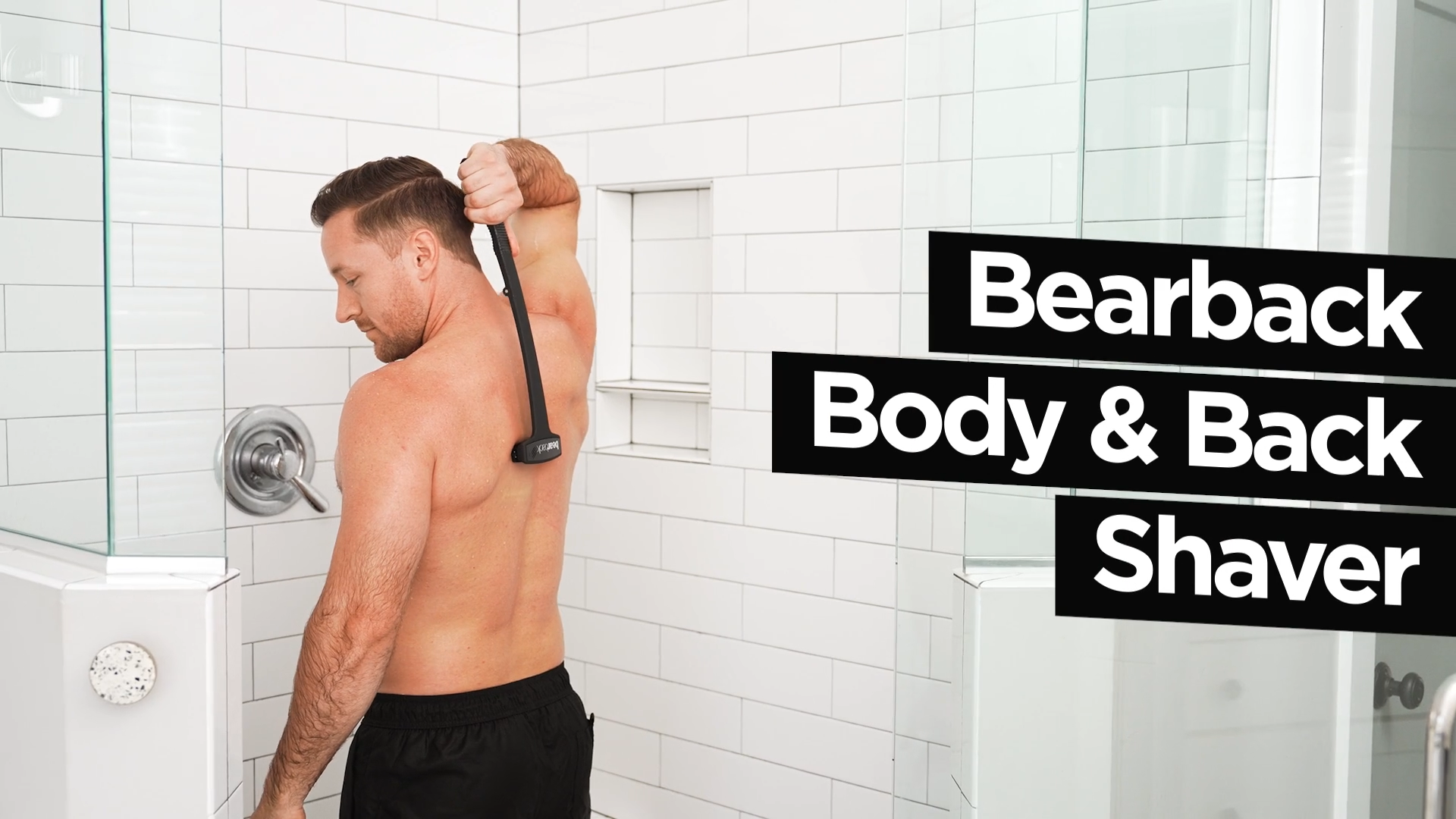 thumbnail video image 2 of Bearback Back Shaver for Men, Folding Handle Back Razor with Replaceable Blades, Wet or Dry Body Hair Shaver, 2 of 8