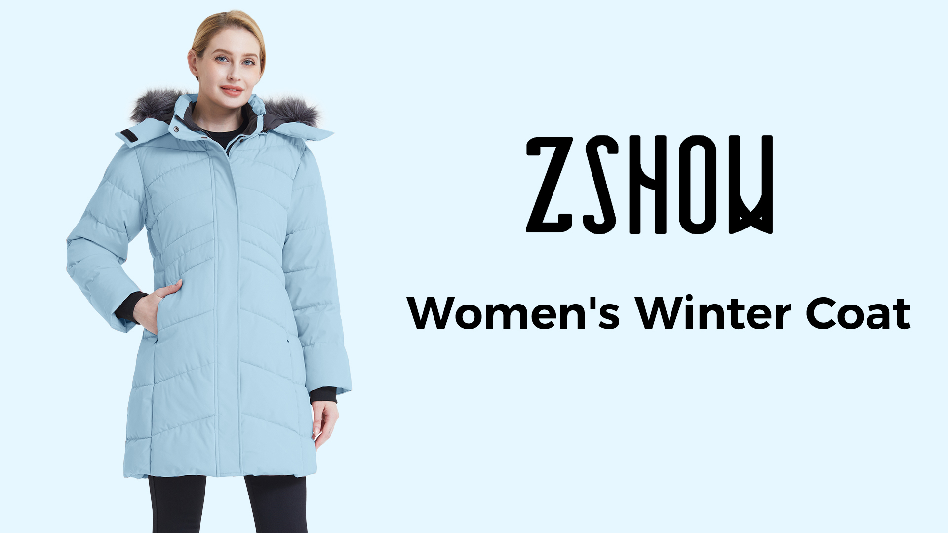 thumbnail video image 2 of ZSHOW Women's Warm Puffer Jacket Windproof Puffer Jacket with Hood Mid-Length Parka Black S, 2 of 10