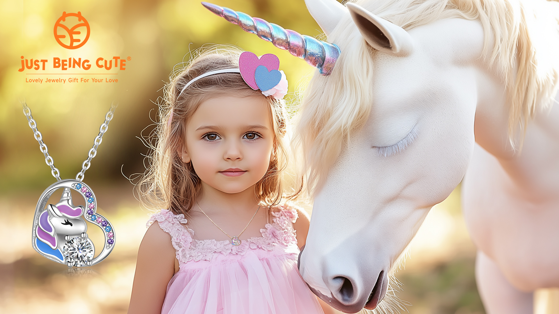 thumbnail video image 2 of Just Being Cute Unicorn Necklace Gifts for Women Hypoallergenic 925 Real Sterling Silver Heart Pendant Moissanite Colorful CZ Jewelry Necklaces for Best Friend, 2 of 9