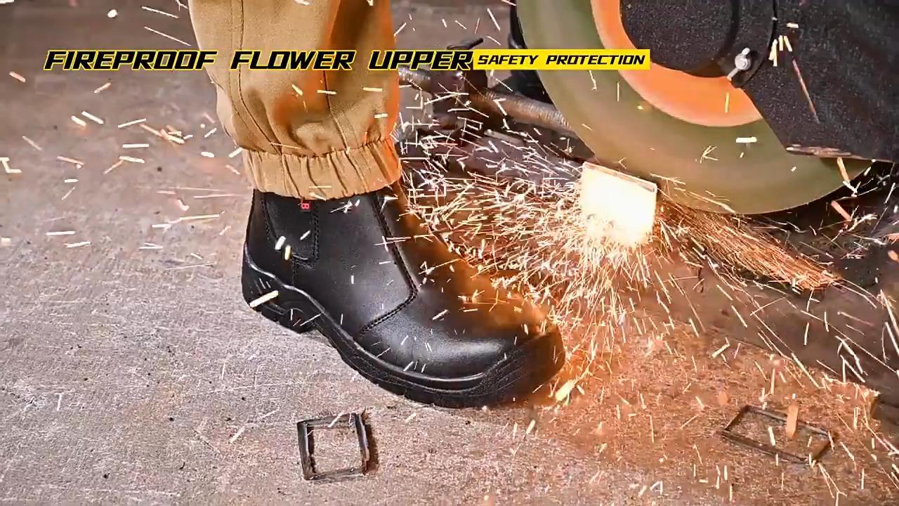 thumbnail video image 2 of SKIUHS Men's Ankle High Steel Toe Work Boots – Waterproof Faux Leather Upper Puncture Resistant Slip Resistant Durable Job Site Safety Boots, 2 of 7