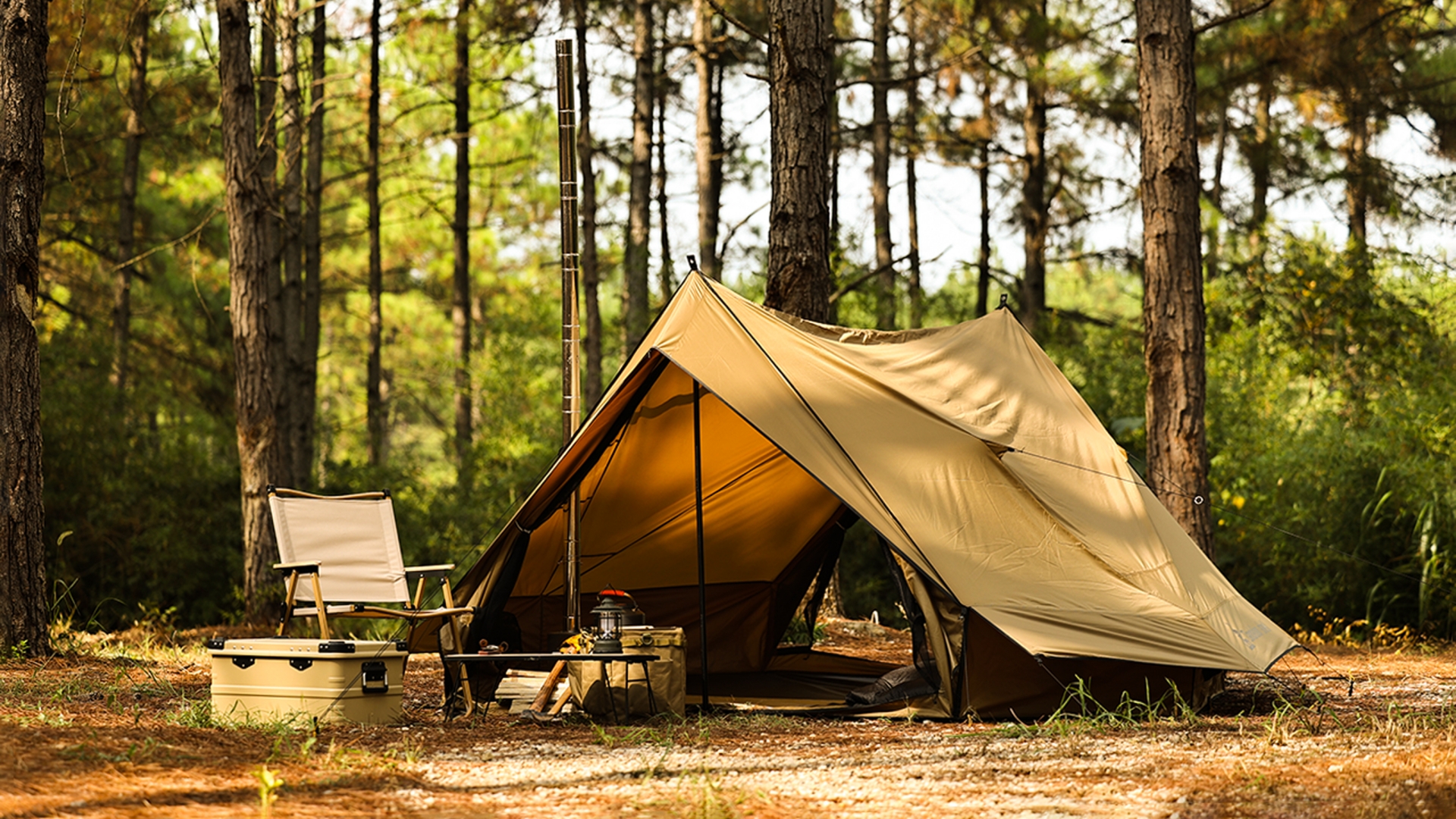 thumbnail video image 2 of Dandelion Shell Hot Tent Cabin Plus X3 3-Person Tent with Stove Jack, 2 of 11