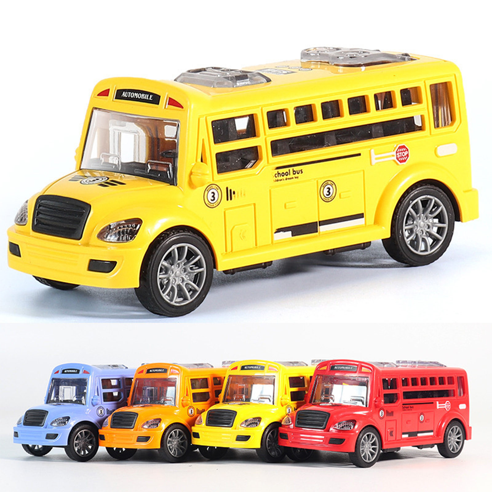 thumbnail video image 2 of Kids Toys Clearance under $5! kkbbma School Bus Toy,School Bus Model Toy Car with Pullback Action Durable Pull Back Car Realistic School Bus Great for Gifts, Birthdays, Boys & Girls, 2 of 8