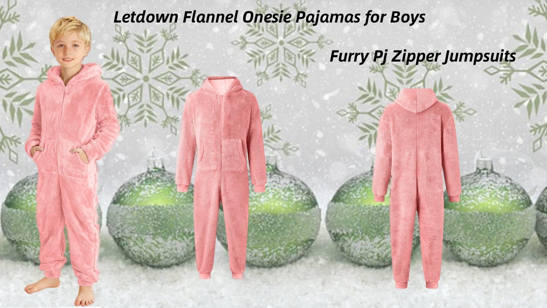 thumbnail video image 2 of Letdown 4t Boys Pajamas ,Boys Flannel Hooded Romper Jumpsuit Winter Warm Soft Pajama Outfit Toddler Christmas Pajamas, 2 of 6