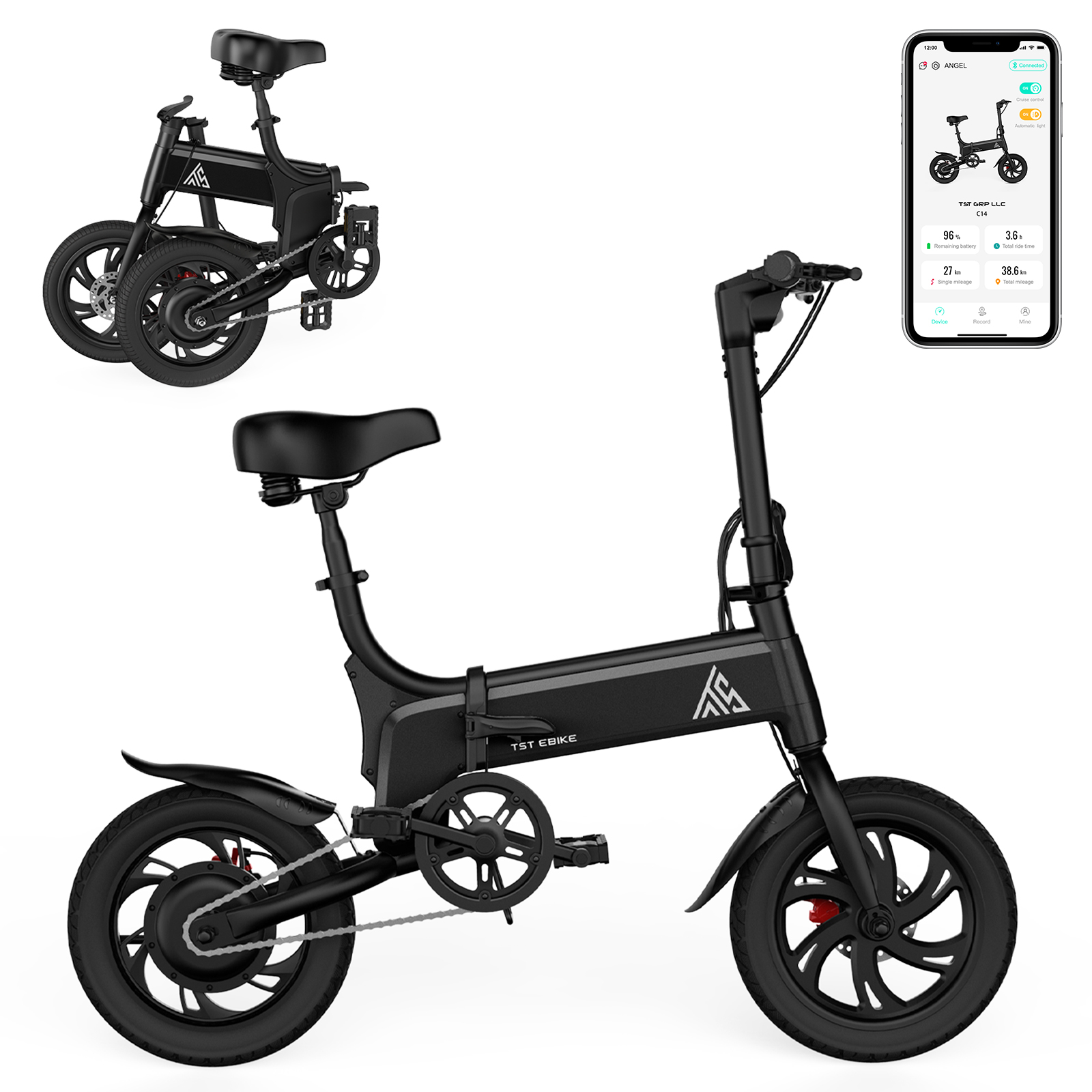 thumbnail video image 2 of Folding Electric Bike for Adults and Teens – 14" E-Bike with 750W Peak Motor, 20 MPH Speed, 20 Mile Range, 36V/7.8Ah Battery, LED Display & App Control – UL2849 Certified Foldable Ebike, 2 of 11