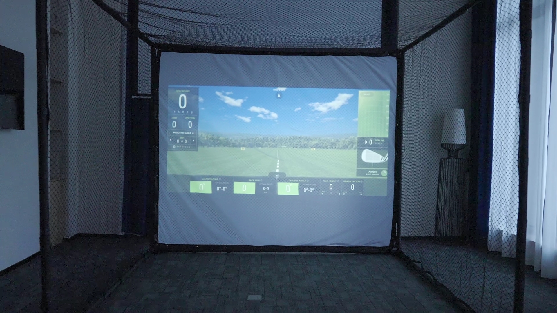thumbnail video image 2 of YUNIC Golf Driving Cage with Simulator Impact Screen, Metal Frame & Hitting Mat for Indoor Office, Home & Garage Training - Clear Impact Screen, 2 of 11