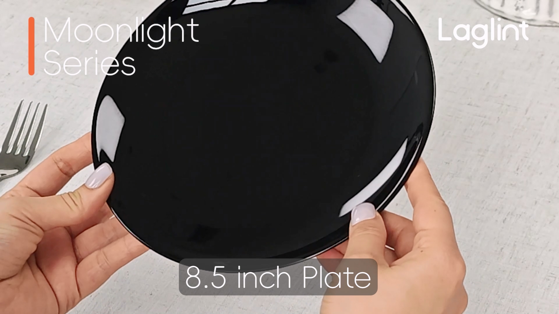 thumbnail video image 2 of LaGlint 8.5 inch Salad Plate Set of 6, Lightweight Opal Glass Round Black Plates for Dessert Kitchen, Dishwasher and Microwave Safe, 2 of 11
