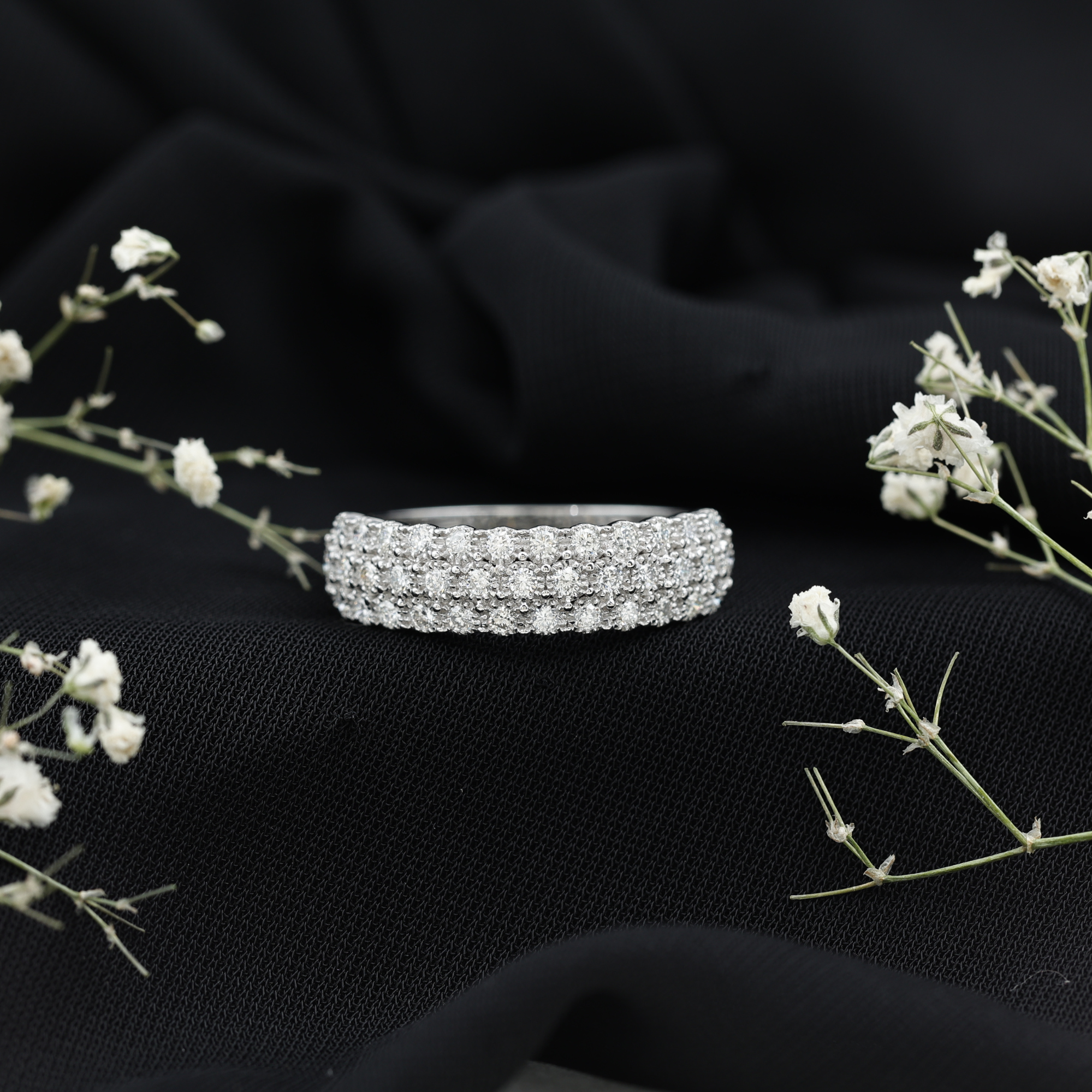 thumbnail video image 2 of Rosec Jewels Natural Diamond Wedding Band for Women - Wide Band Ring - HI-SI Quality - With Jewelry Box, 14K White Gold, US 7.00, 2 of 8