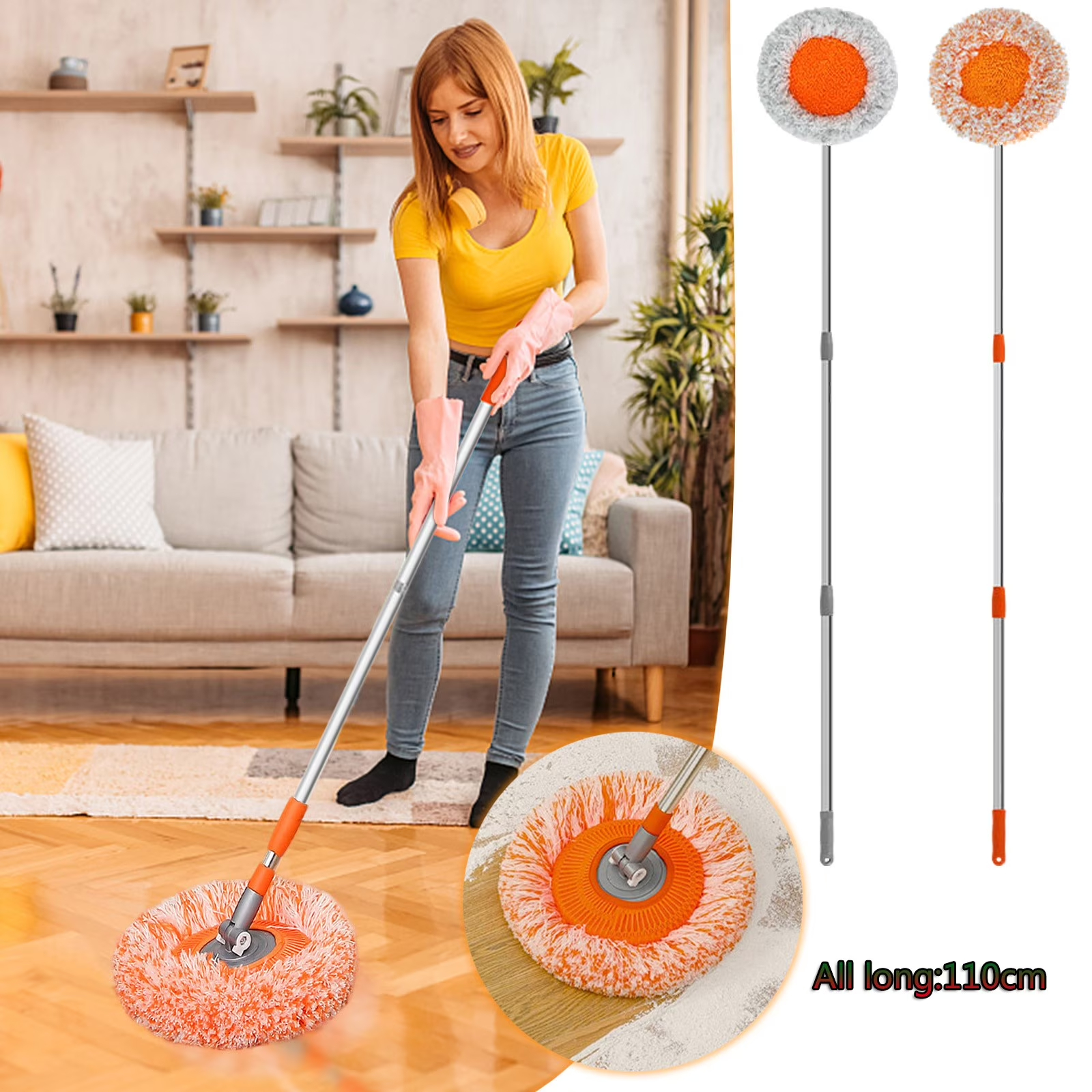 thumbnail video image 2 of Heavy-Duty Wall Washing Mop with Super Absorbent Microfiber Head and 180-Degree Rotation for Effortless Ceiling, Tub, and Glass Cleaning in Tight Spaces(Gray),Ccwuwei, 2 of 9