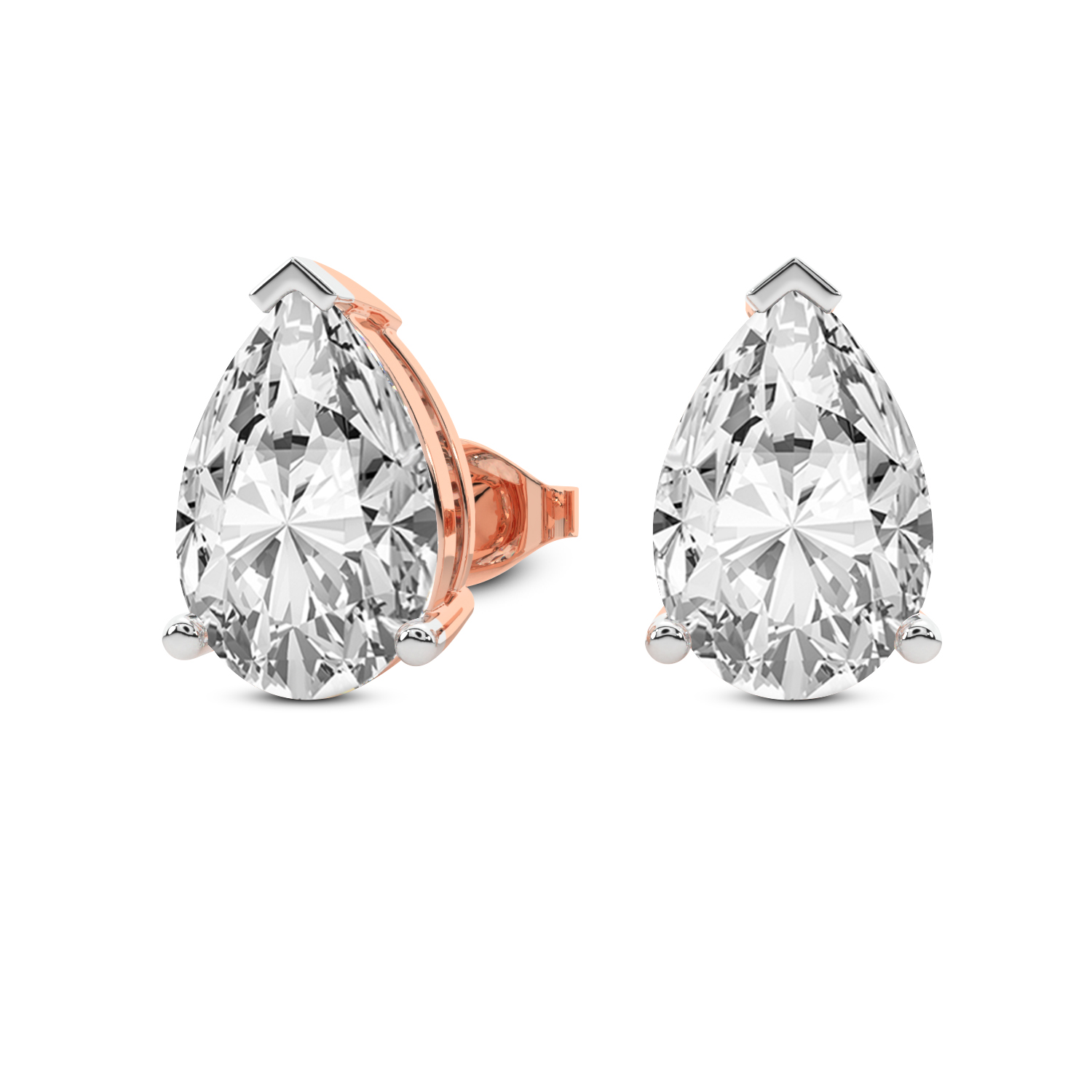 thumbnail video image 2 of 8 Carat Lab Grown Diamond Pear Shape Earring | F-G VS Quality | IGI Certified Solitaire Stud Earring | 14K Rose Gold | Friendly Diamonds Earrings, 2 of 8