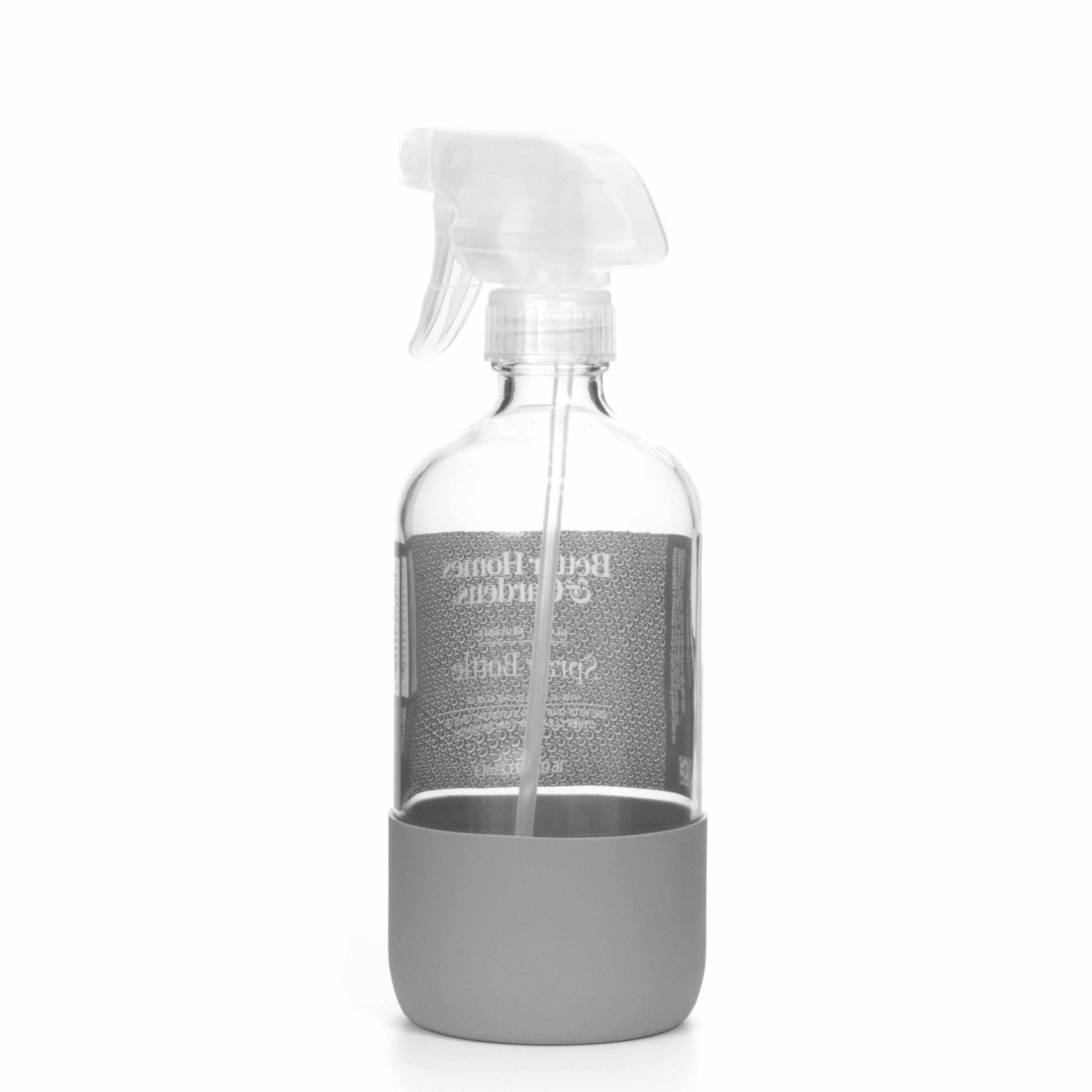 Reusable 16 oz Glass Spray Bottle (Empty) with Silicone Cushion Base