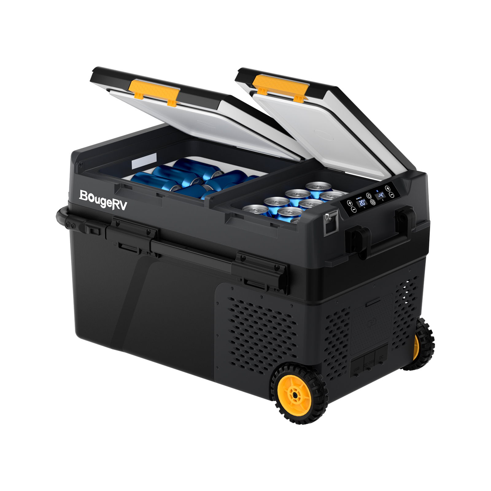thumbnail video image 2 of BougeRV Car Refrigerator 43QT Dual Zone, 12 Volt Portable Freezer Fridge with Wheels, APP Control Compressor Refrigerator 12V/24V DC for RV Truck Vehicle Boat Outdoor Travel Camping Trip Use, 2 of 11
