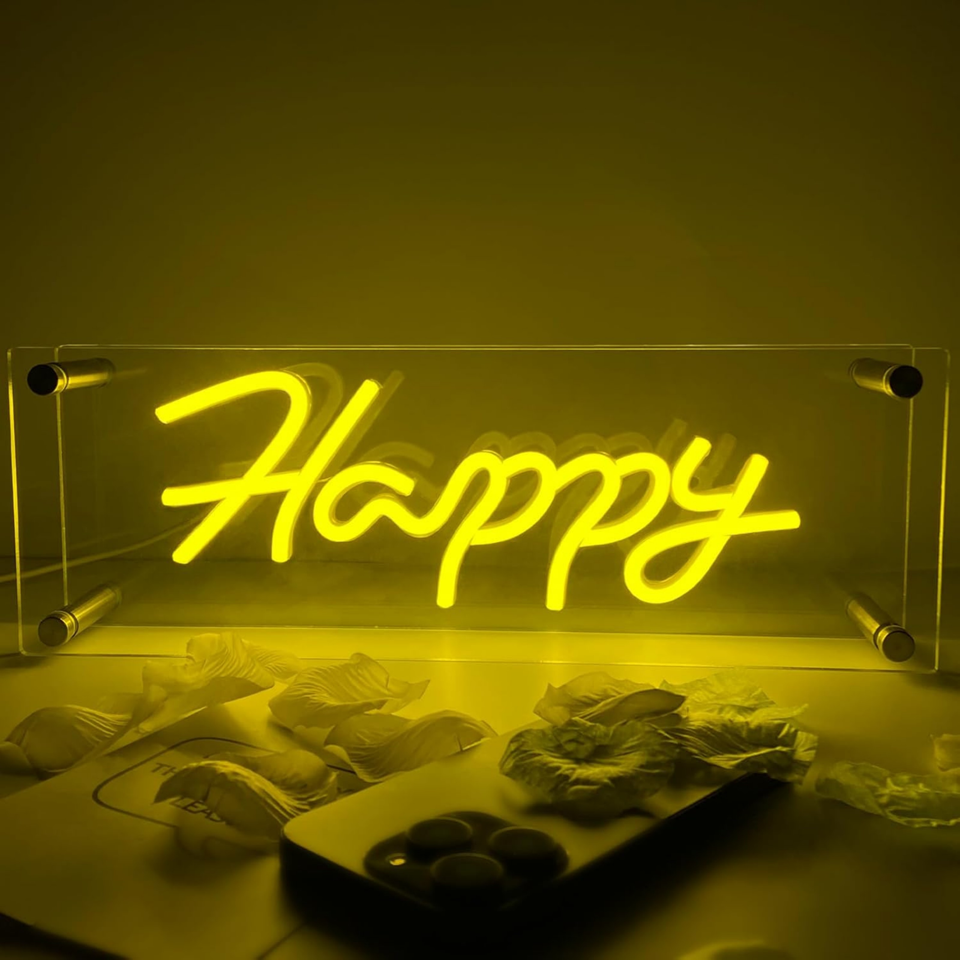 thumbnail video image 2 of UPONRAY Happy Desktop Neon Signs, 13.8"*4.7" Dimmable & USB-Powered LED Neon Light, Stylish Desktop decoration for Bed Room, Living Room, Shop, Bar, Party, 2 of 11