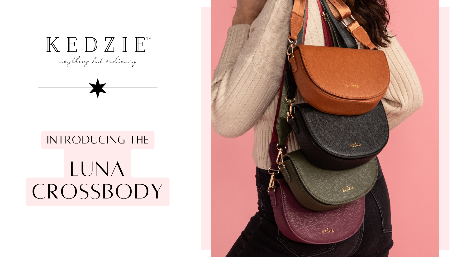 thumbnail video image 2 of Kedzie Luna Crossbody Bag Shoulder Purse with Removable Strap, Midnight Black (Women's), 2 of 8