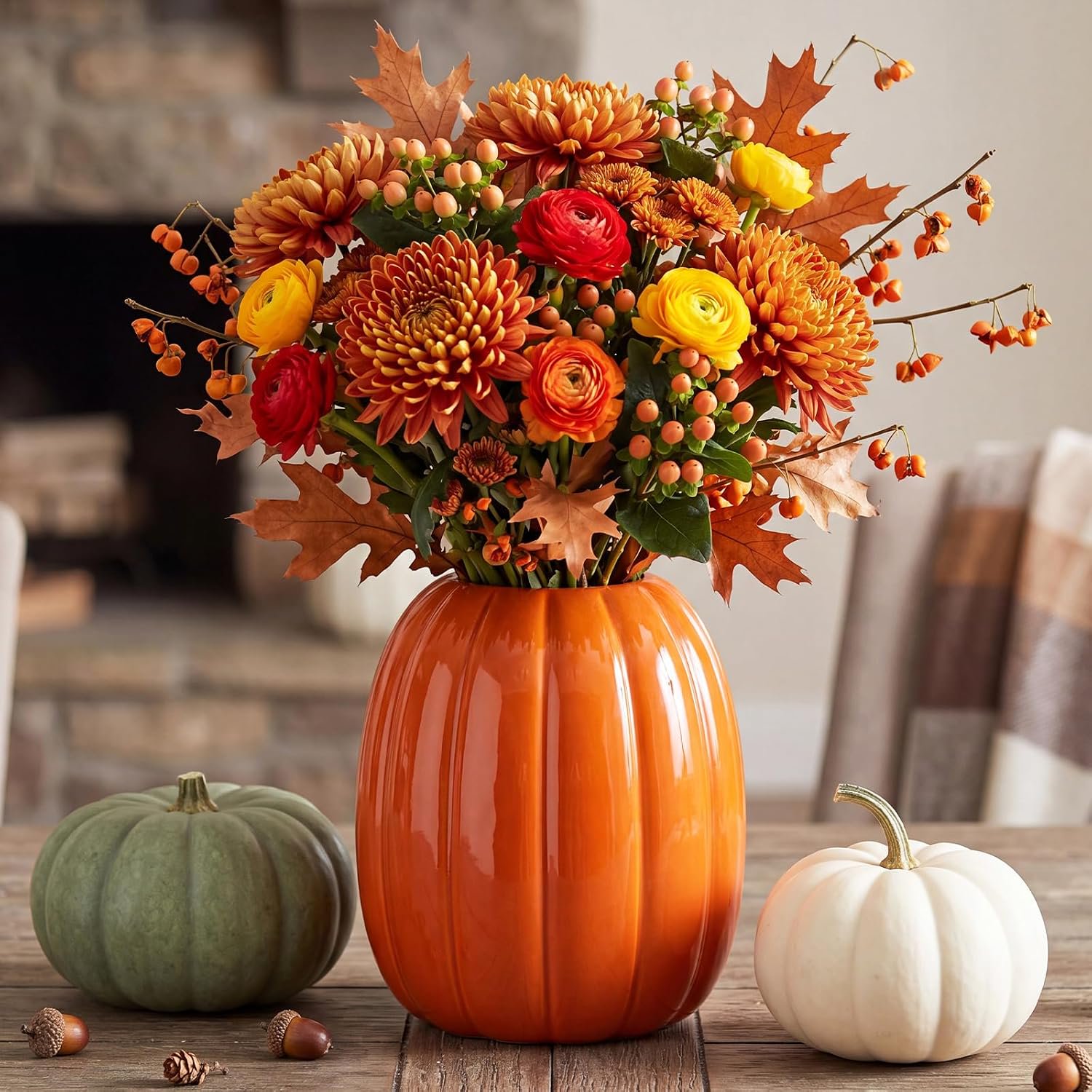 thumbnail video image 2 of 6.7 Inch Resin Pumpkin Vase, Large Orange Pumpkin Utensil Holder,Pumpkin Flower Vase, Decorative Plant Pots, Fall Kitchen Decor, Halloween, Autumn , Thanksgiving, Farmhouses Home Decorations, 2 of 8