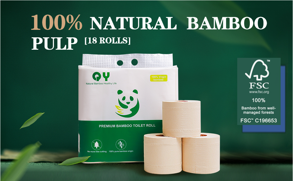 thumbnail video image 2 of QingYa Bamboo 4-Ply Toilets Paper, Unbleached  and Ultra Soft Toilets Tissue, 18 Mega Rolls, 2 of 8