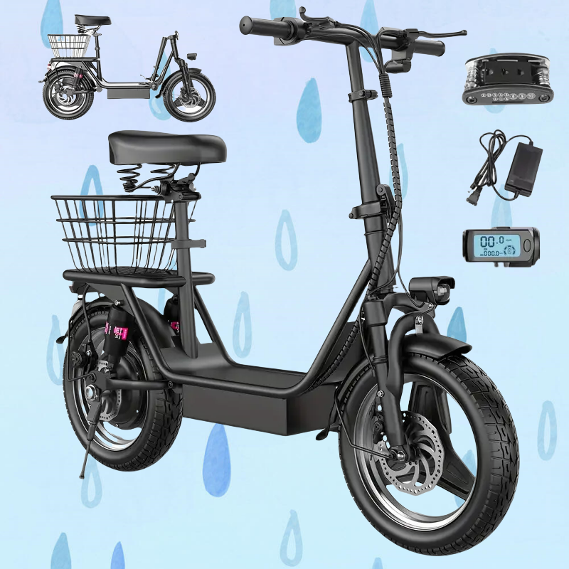 thumbnail video image 2 of ASKGO 1200W Electric Scooter with Seat,25MPH &35Miles,14" Puncture-Resistant Double-Layer Tires,48V 15A Battery with Waterproof Charging Portam and Basket,3-Speed Commuter E scooter,UL2272, 2 of 9
