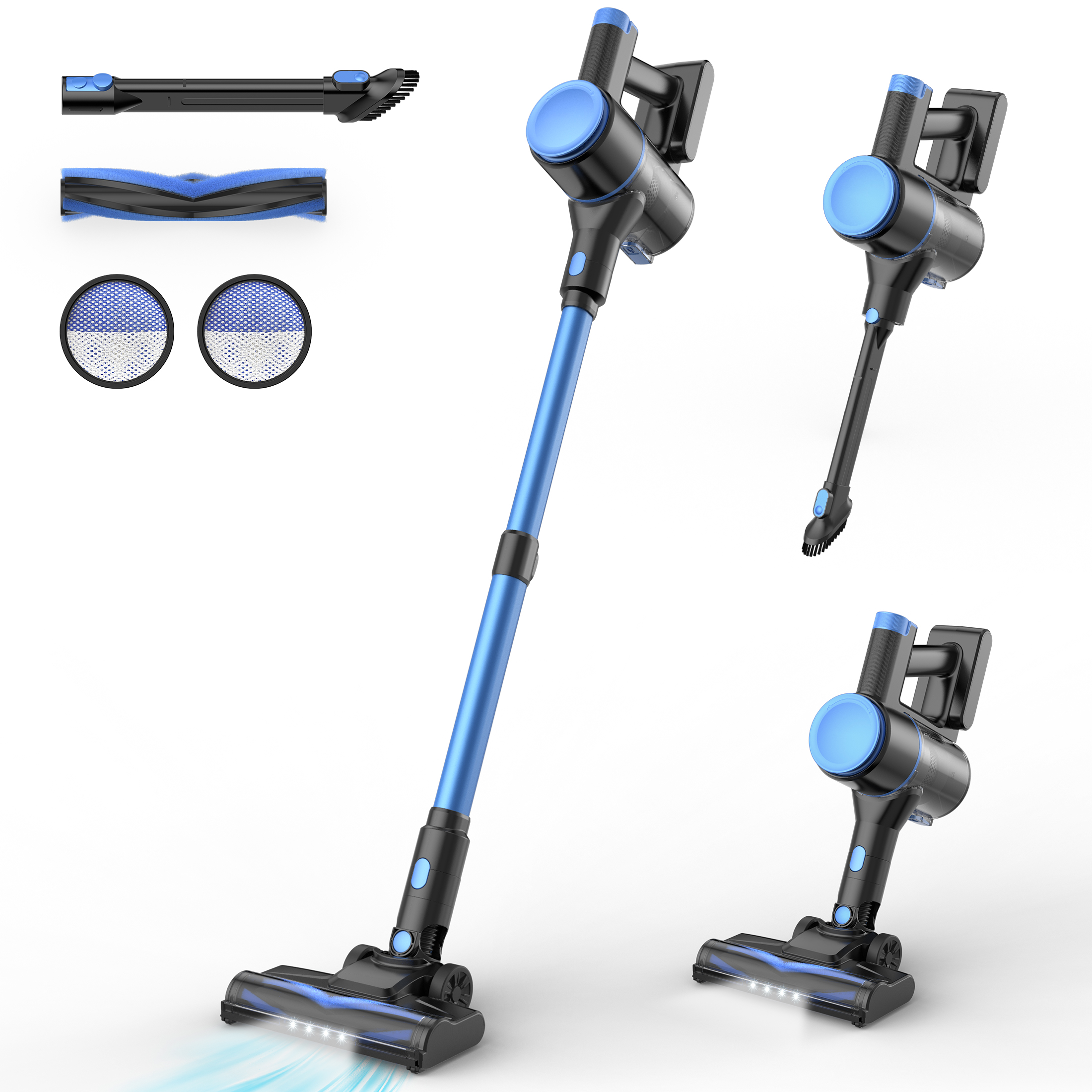 thumbnail video image 2 of YOMA Cordless Vacuum Cleaner,25Kpa 40 Mins Runtime Lightweight Stick Vacuum,Self-Standing, Rechargeable Vacuum Cleaners for Pet Hair,Carpet,Hardwood Floor N8(Blue), 2 of 13