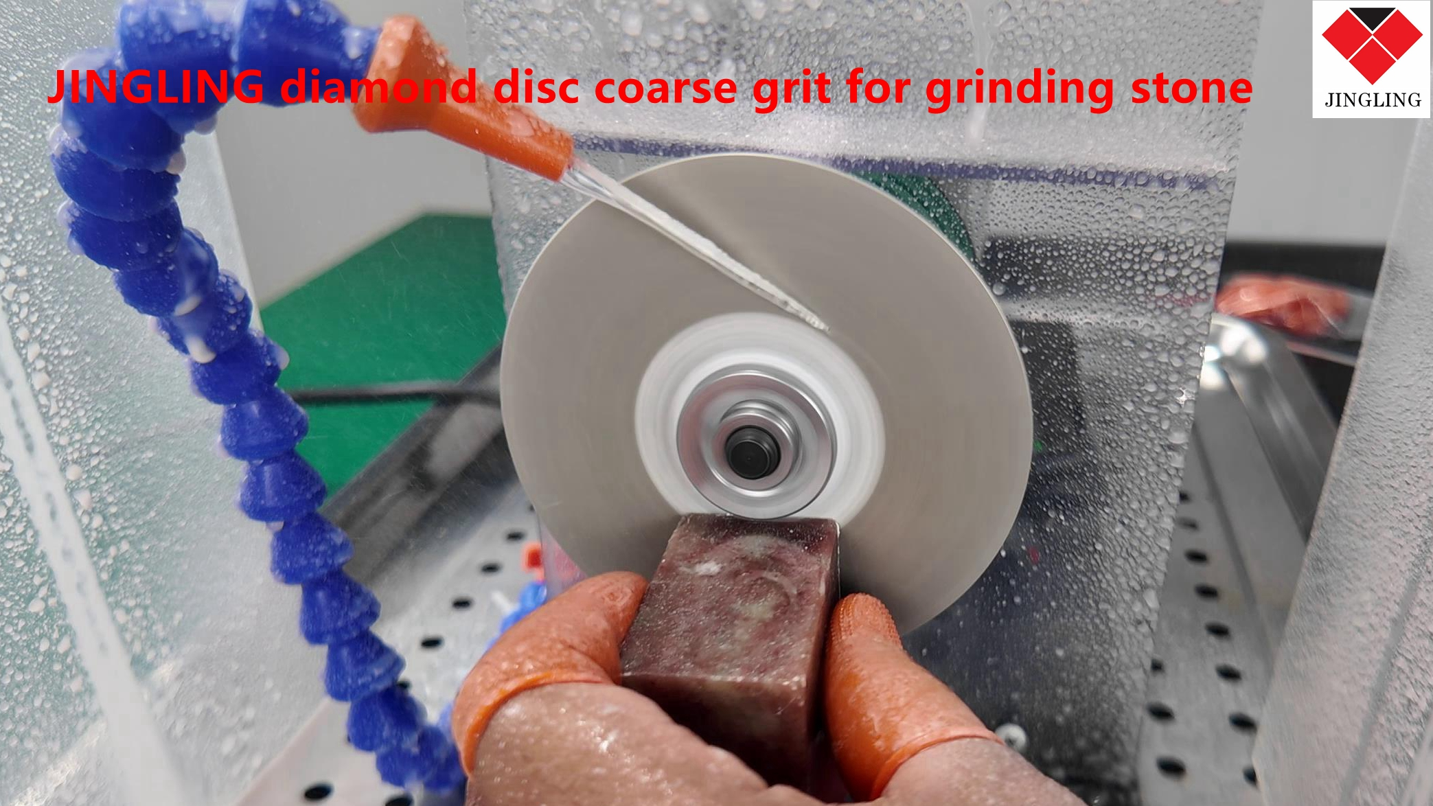 thumbnail video image 2 of JINGLING 12" inch 300mm Diamond Grinding Disc Grit 120 No Hole Flat Lap Disk Lapidary Tools for Stone Glass, 2 of 8