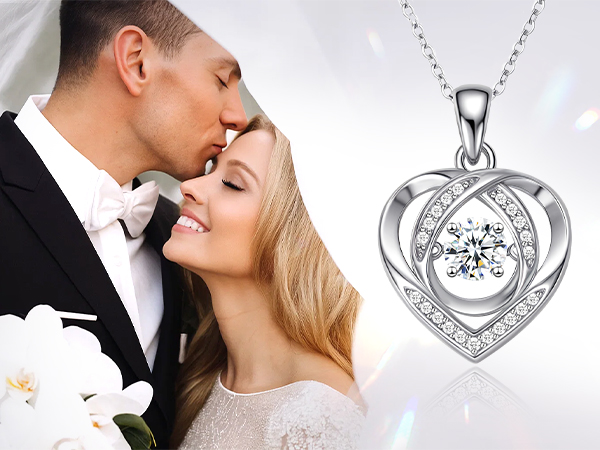 thumbnail video image 2 of Molenia Heart Moissanite Necklaces for Women, 0.5ct D VVS1 Sterling Silver "Beating Heart" Pendant,18k White Gold Plated Lab Created Moissanite Jewelry, Anniversary Birthday Gift for Wife Girlfriend, 2 of 8