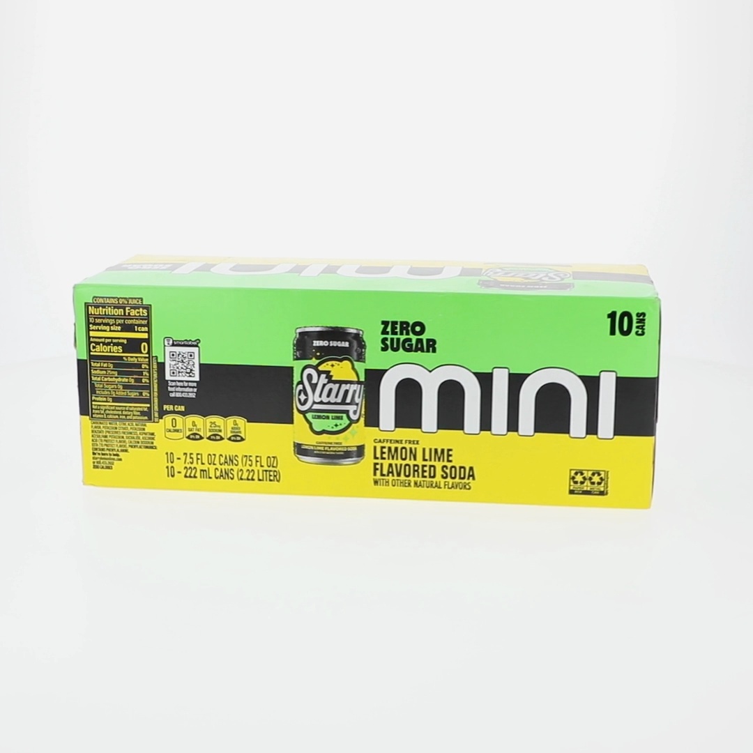 Starry, Lemon Lime Soda, 7.5 fl oz, 10 Pack Mini Cans - Walmart.com