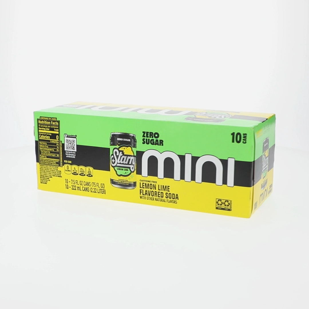 Starry, Lemon Lime Soda, 7.5 fl oz, 10 Pack Mini Cans - Walmart.com