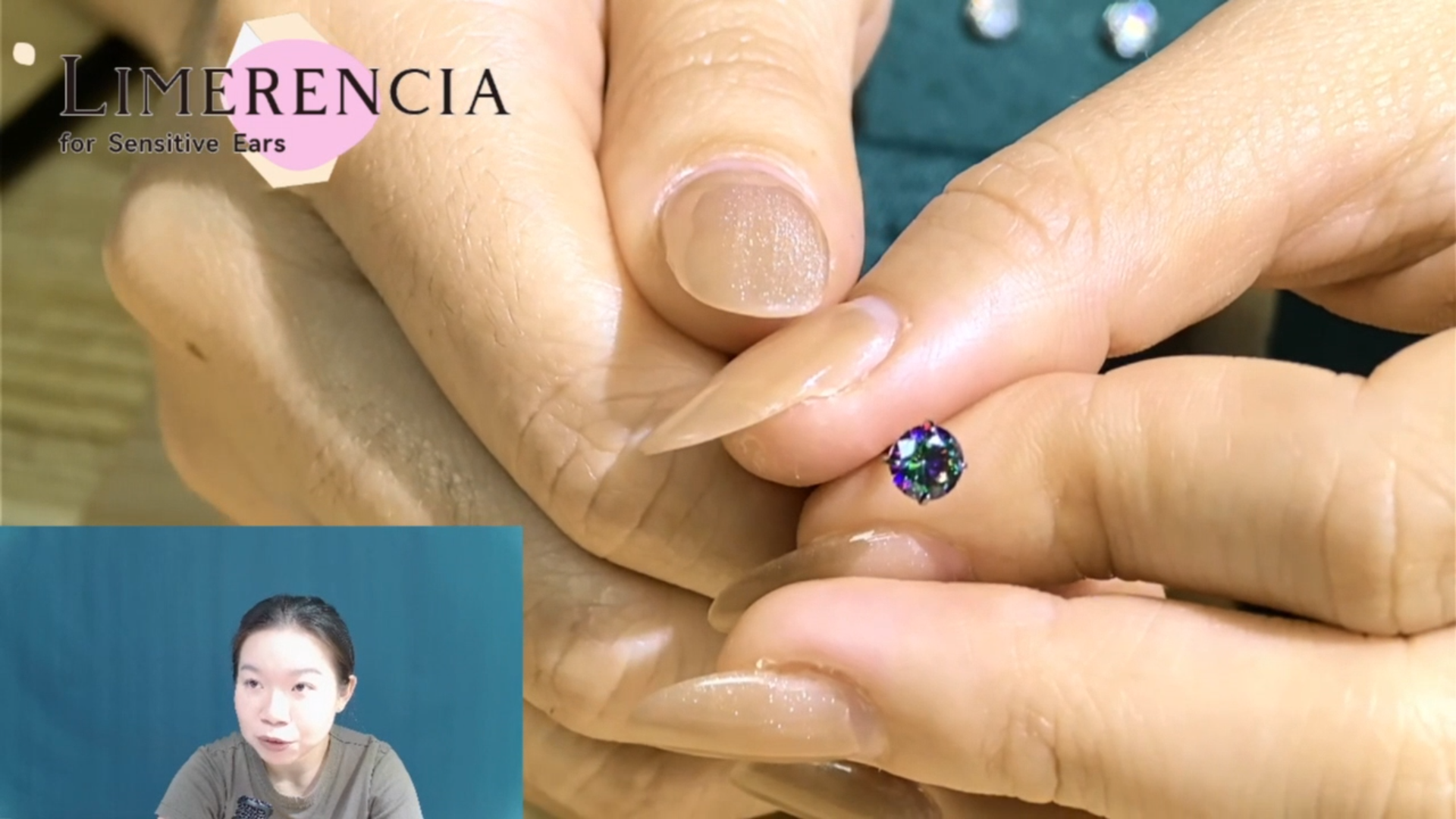 thumbnail video image 2 of Limerencia Hypoallergenic G23 Pure Titanium Screw Back Earrings Post for Sensitive Ears Simulated Diamond Cartilage (5mm, Rainbow Quartz), 2 of 8