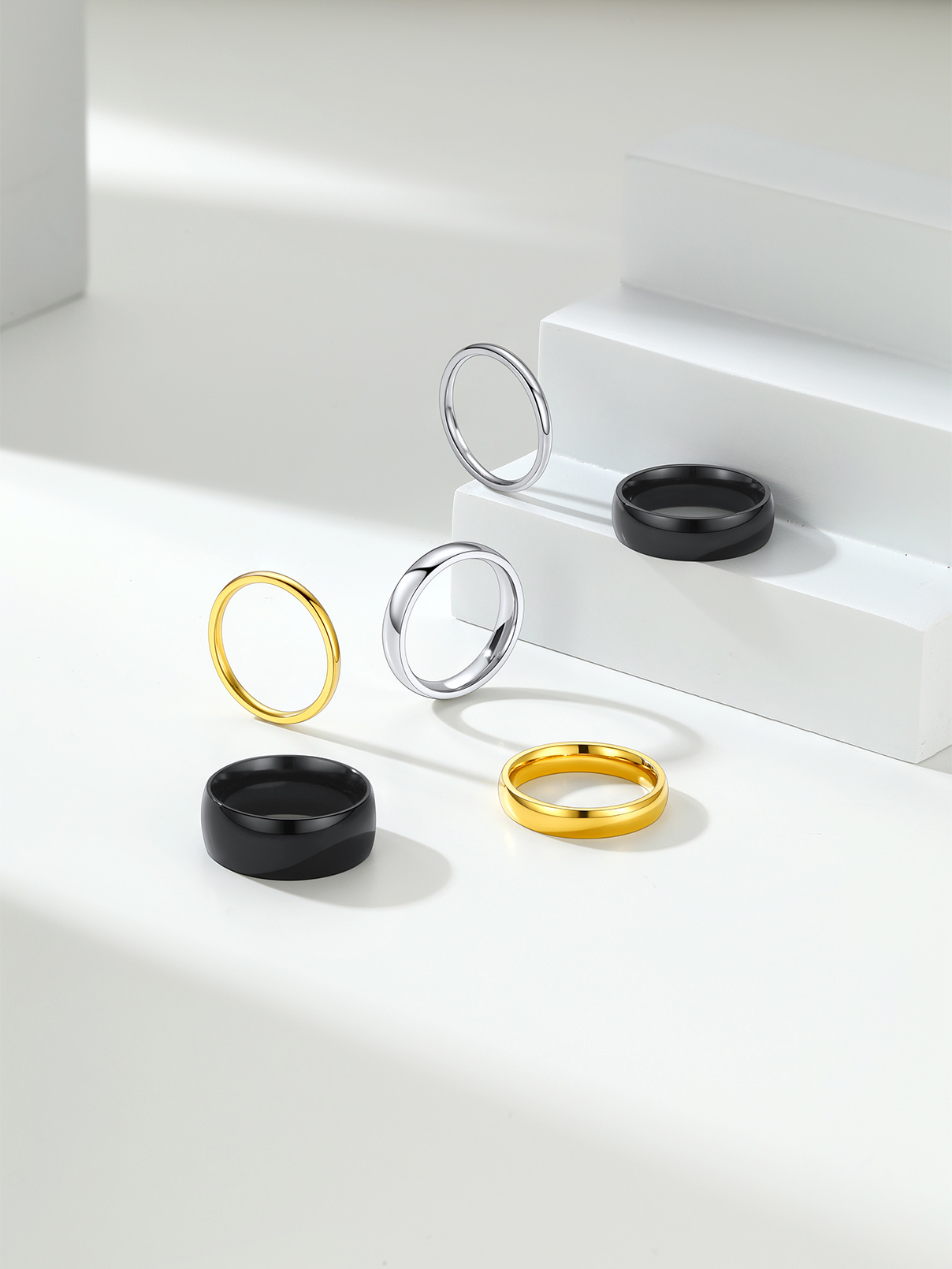 thumbnail video image 2 of FaithHeart Classic Plain Ring for Men Women Stainless Steel Band Rings 4mm Width Polished Silver Wedding Band Jewelry Gift for Husband Friends Birthday Anniversary, 2 of 9