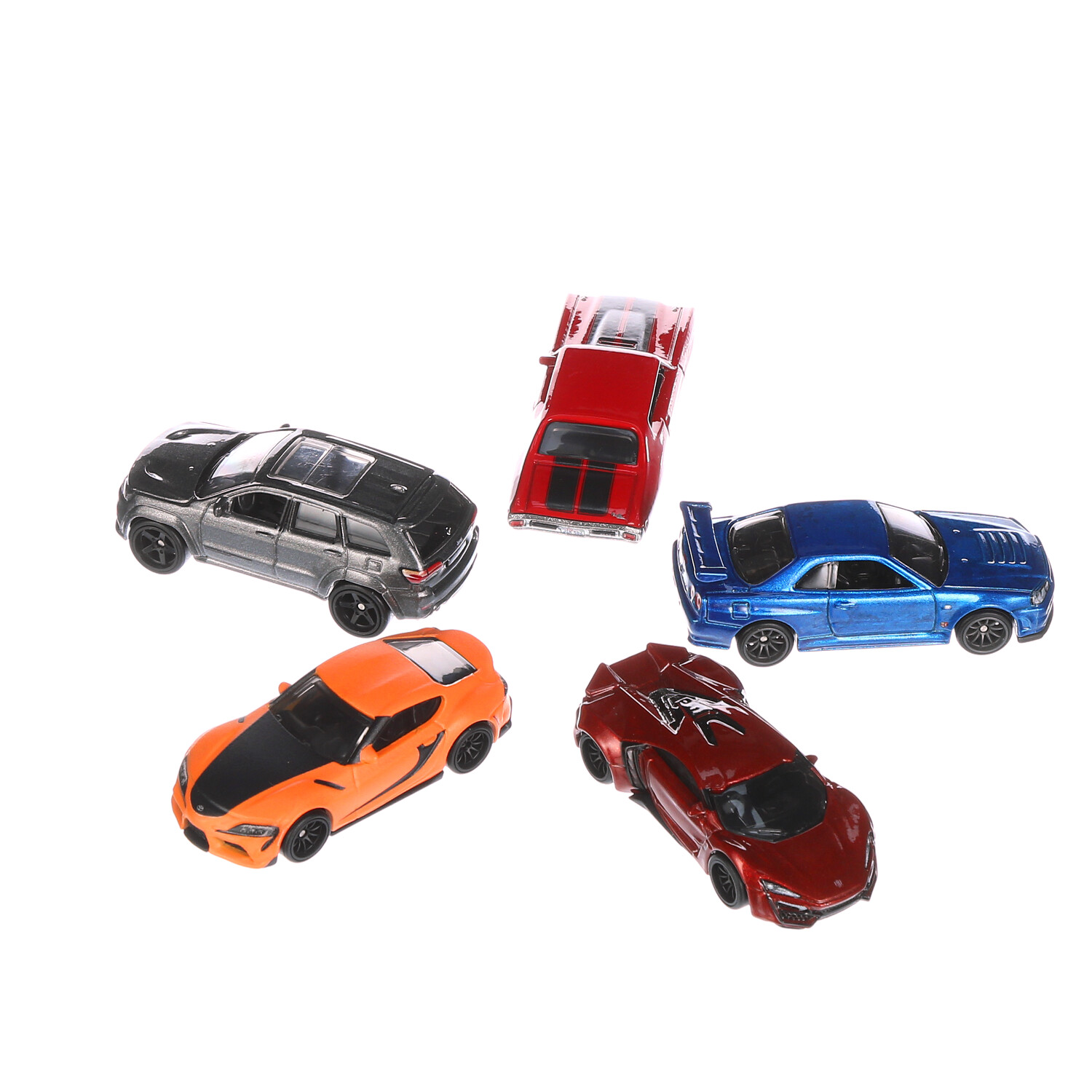 Hot Wheels Fast & Furious Premium Bundle of 5 1:64 Scale Toy Cars Inspired  By Fast Films