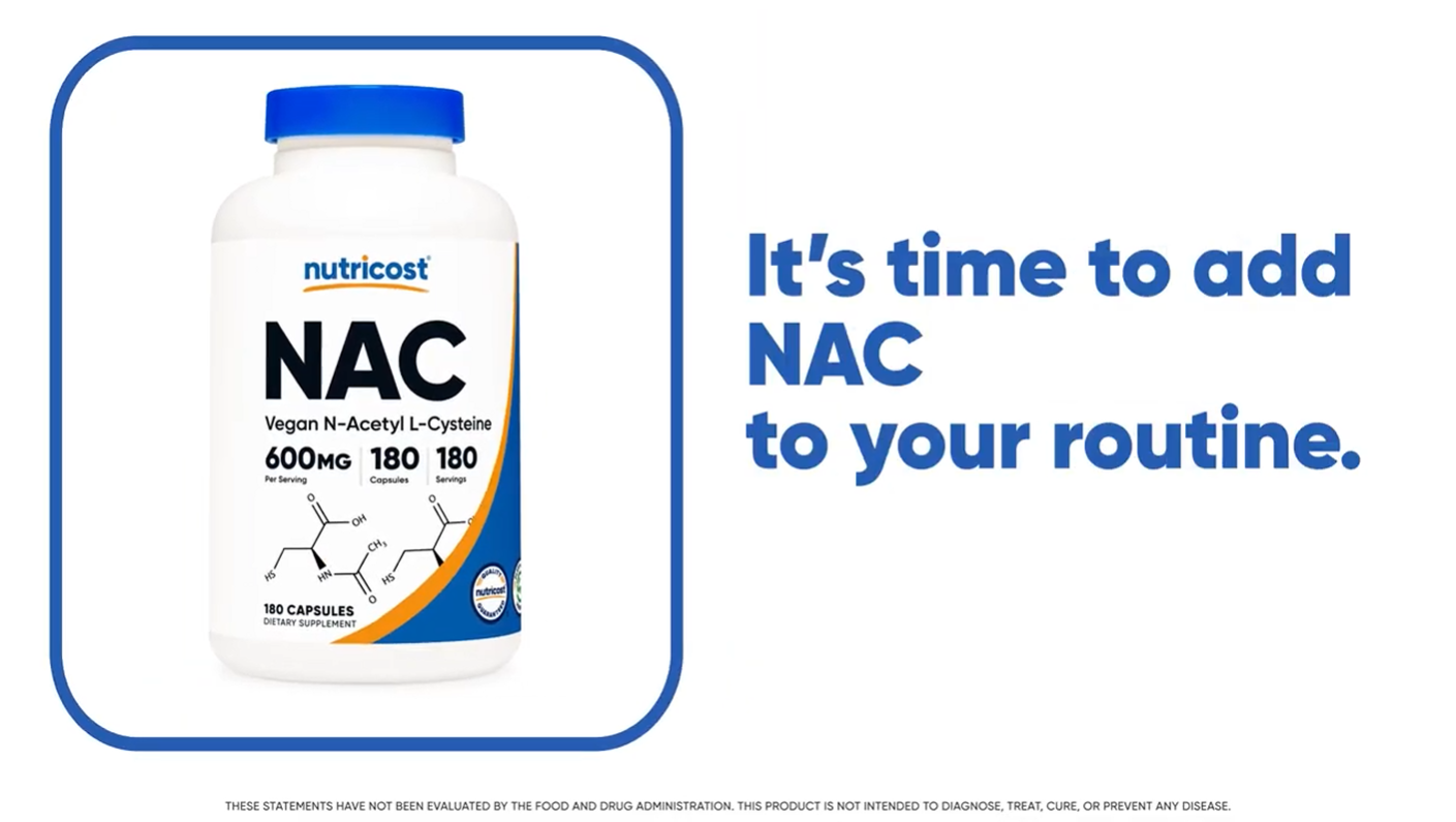 thumbnail video image 2 of Nutricost NAC (N-Acetyl L-Cysteine) 600mg, 180 Capsules - Non-GMO, Gluten Free Supplement, 2 of 8