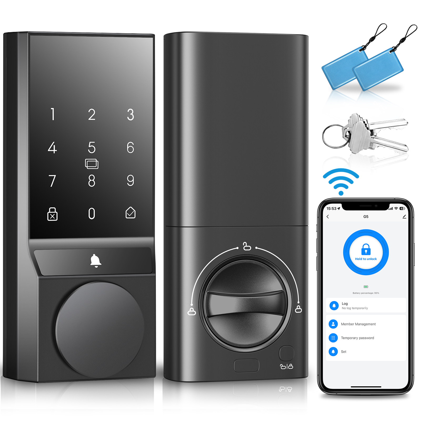 thumbnail video image 2 of COBIZI Smart Lock with WiFi, Keyless Entry Door Lock with App Control, App Remote Control, Auto-Lock, Smart Deadbolt Lock, Easy Installation, IP54 Waterproof, Black, 2 of 7