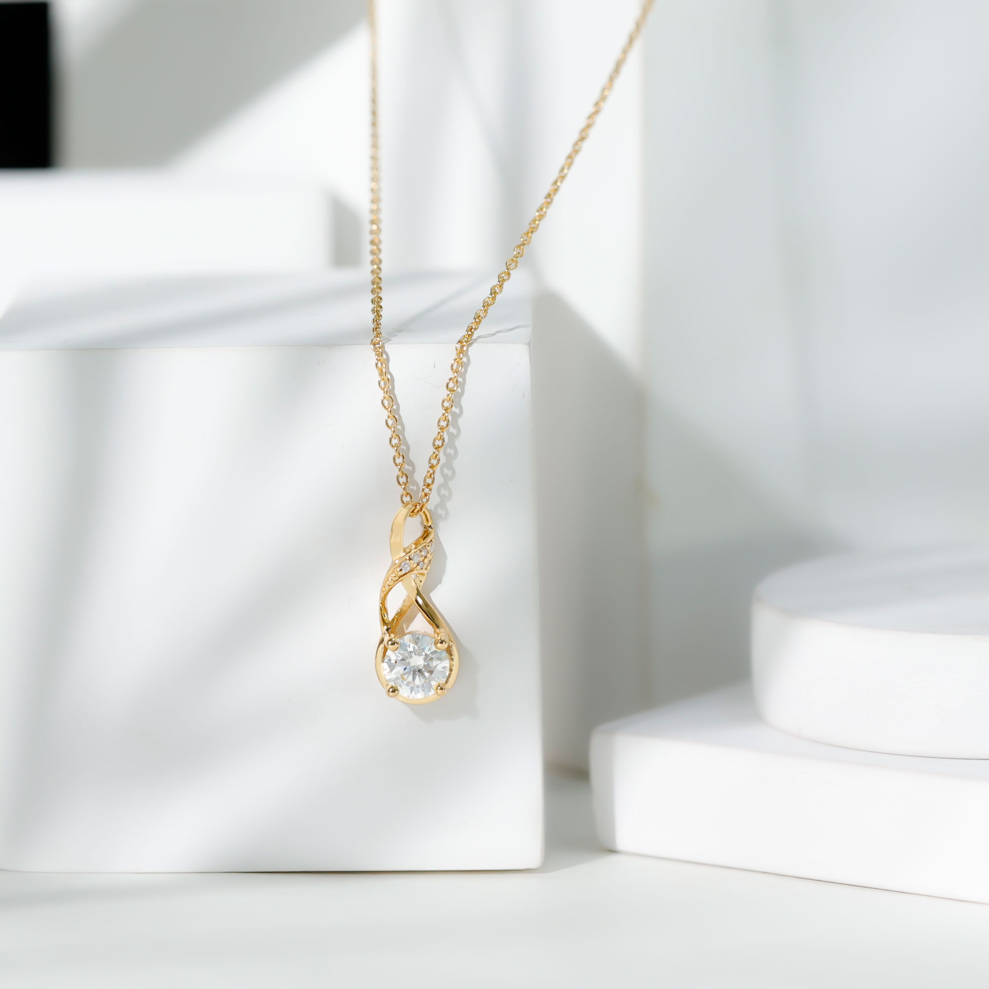 thumbnail video image 2 of Rosec Jewels Lab Created Diamond Infinity Necklace with Chain - Knot Necklace - EF-VS Quality - Ready to Gift, 10K Yellow Gold, 2 of 8