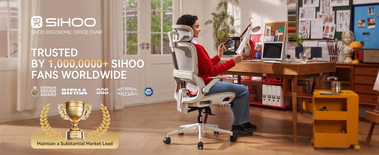 thumbnail video image 2 of Sihoo B100 Pro Ergonomic Office Chair, Adaptive Elastic Lumbar & 4D Arms & 3D Ultra-Wide Headrest Mesh Chair, Teen, Breathable Home Office & Gaming, White, 2 of 14