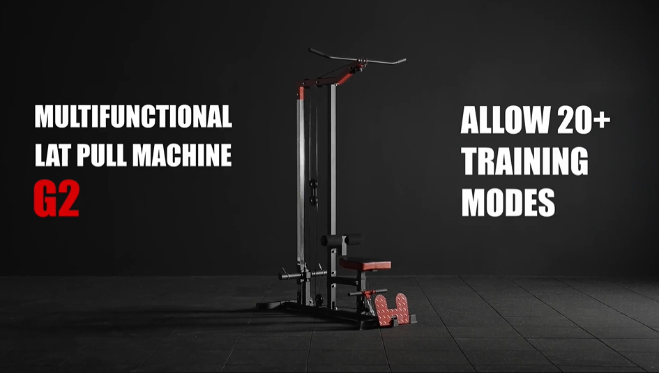 thumbnail video image 2 of Mikolo LAT Pulldown Machine, Multifunction Row Cable Fitness Equipment with Flip-up Footplate and Plates Storage Posts, 2 of 7