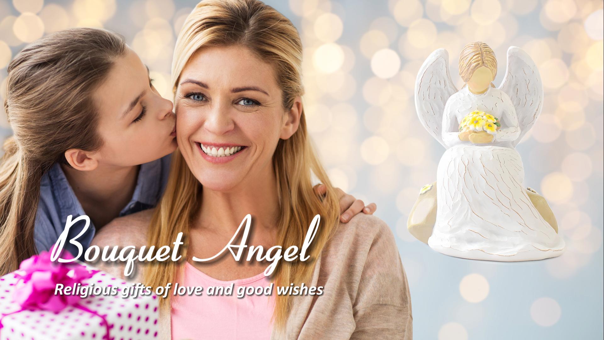 thumbnail video image 2 of thovorrnl Guardian Angel Figurines, Hand Bouquet Resin Angel Statues Gift Cute Room Table Figurines, 2 of 9