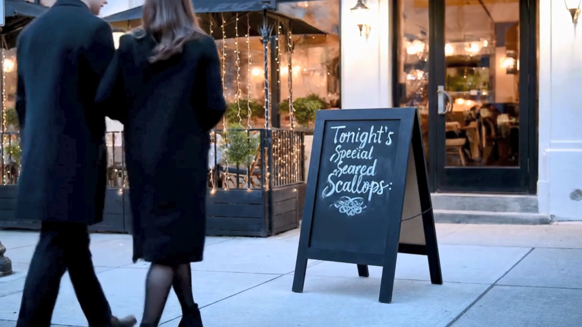 thumbnail video image 2 of Casafield 40" x 20" A Frame Chalkboard Sign, Whitewash Brown Double-Sided Magnetic Wooden Menu Board for Cafés, Sandwich Shops, Sidewalks, and Weddings, 2 of 8