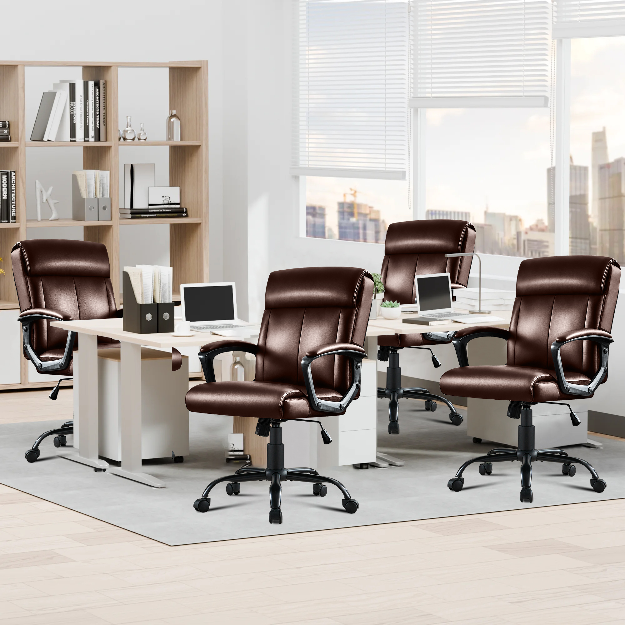 thumbnail video image 2 of JONPONY Big and Tall Office Chair 300LBS Wide Seat Ergonomic Computer Desk Chair High Back Executive Leather Chair Adjustable Task Chair Lumbar Back Support 8 Hours Heavy Duty Design,Brown, 2 of 12