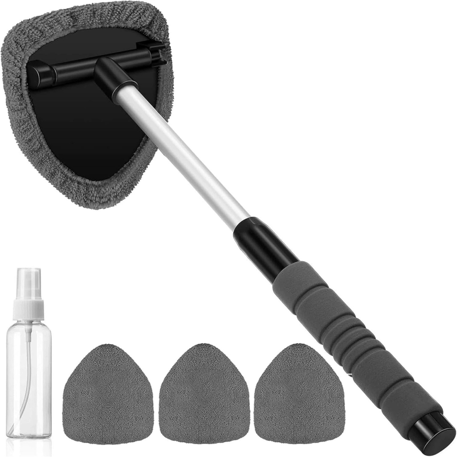 thumbnail video image 2 of Extendable Car Windshield Cleaner with 180° Rotating Head - Window Cleaning Tool Kit, Reusable Microfiber Pads & Demister Function for SUV Truck, 2 of 10