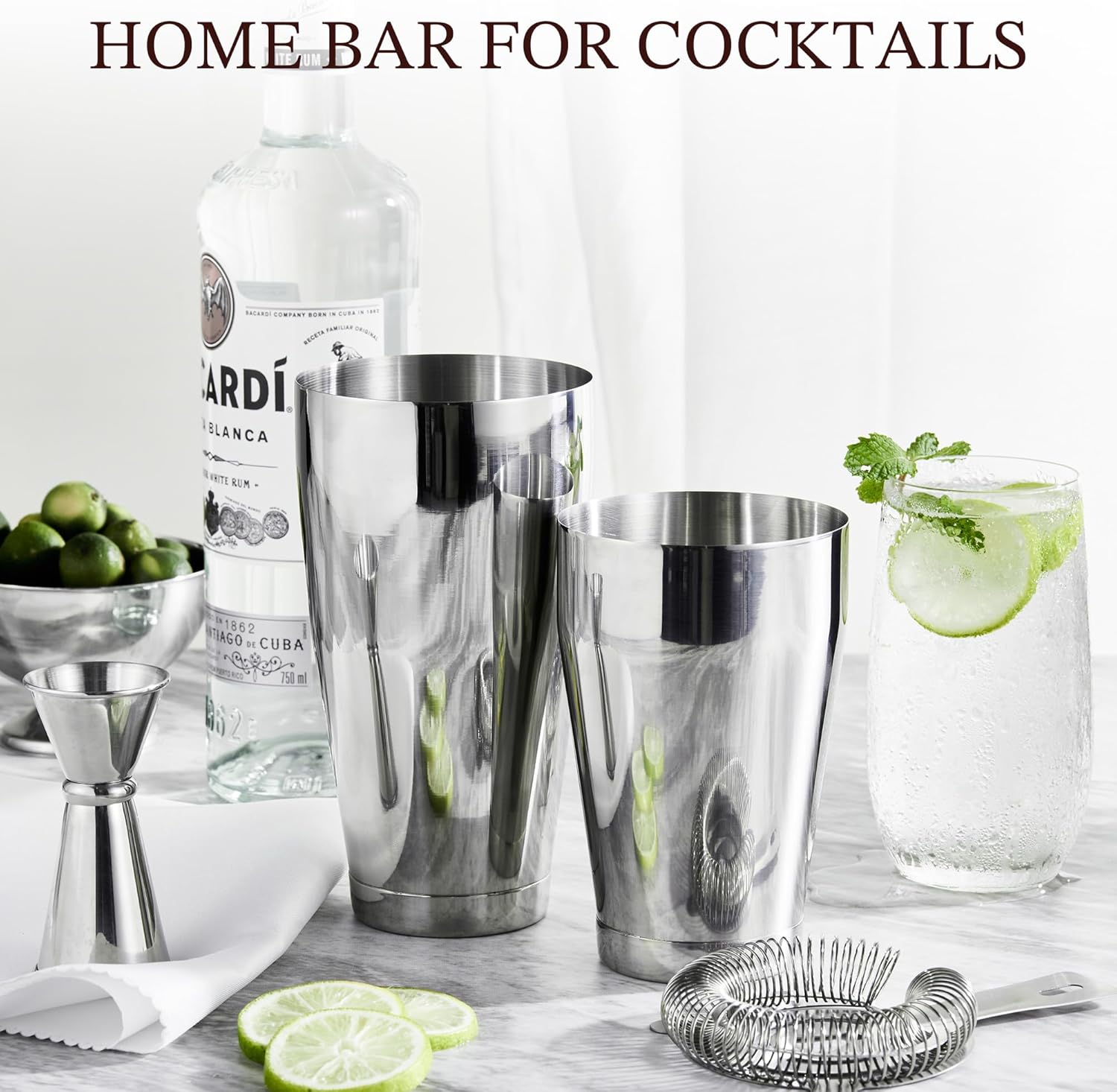 thumbnail video image 2 of KITESSENSU Boston Bartending Cocktail Shaker Set for Drink Mixing, 2-Piece Drink Shaker 18oz & 28oz , 18/8 Stainless Steel Martini Shaker,  Bar Accessories for the Home Bar Set - Silver, 2 of 11