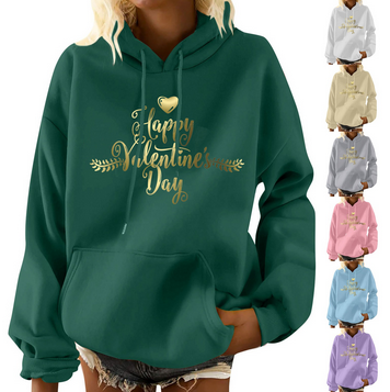 thumbnail video image 2 of Baqcunre Womens Tops Print Long Sleeve Solid Hoodie Thick Round Neck Shirt with Pocket (Multi-color M-3XL), Womens Sweatshirt Womens Hoodies Graphic Hoodies Valentine's Day Shirts for Women, 2 of 6