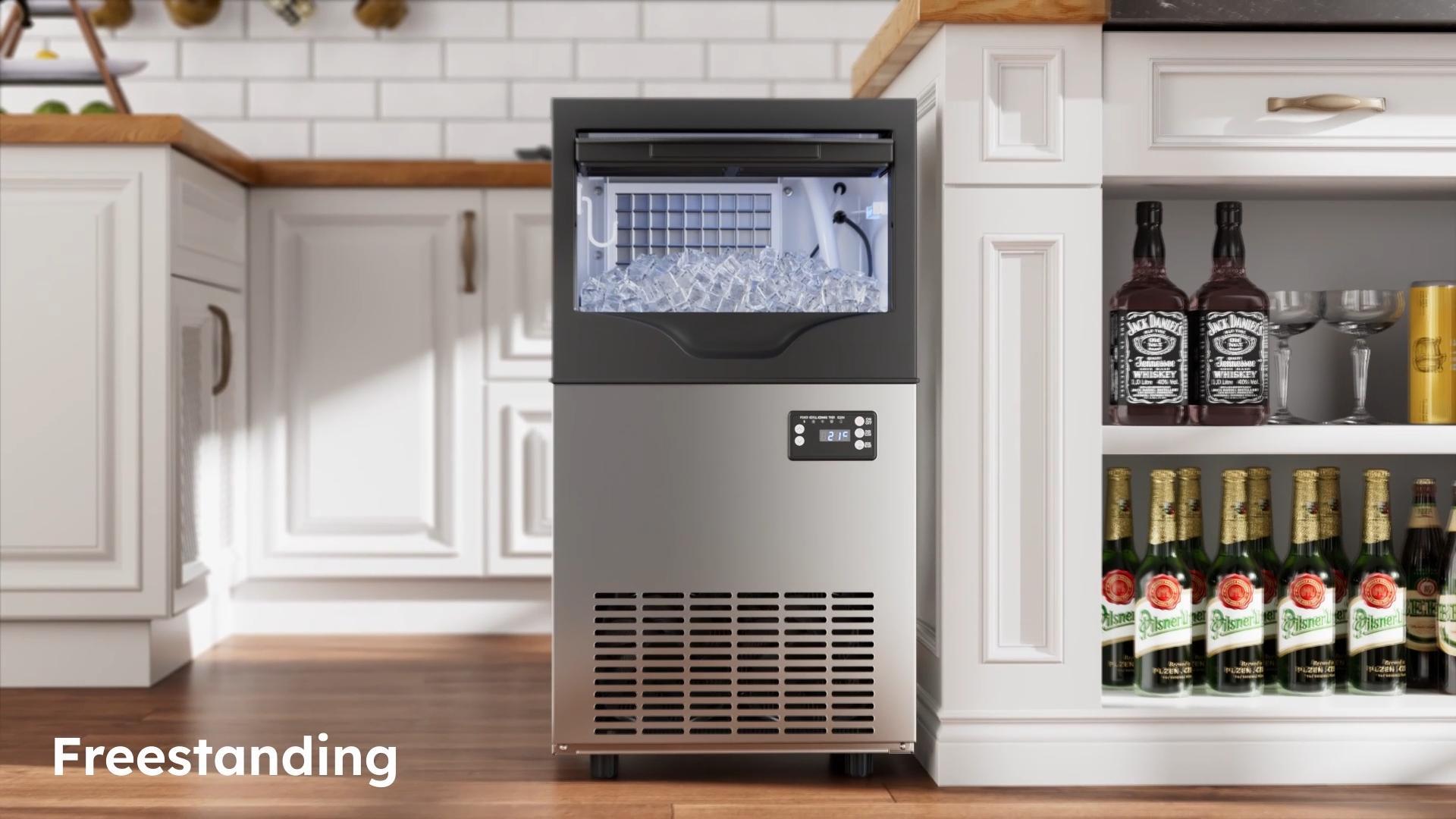 Commercial Ice Maker Machine, 165Lbs/24H, 45Lbs Storage, Stainless ...
