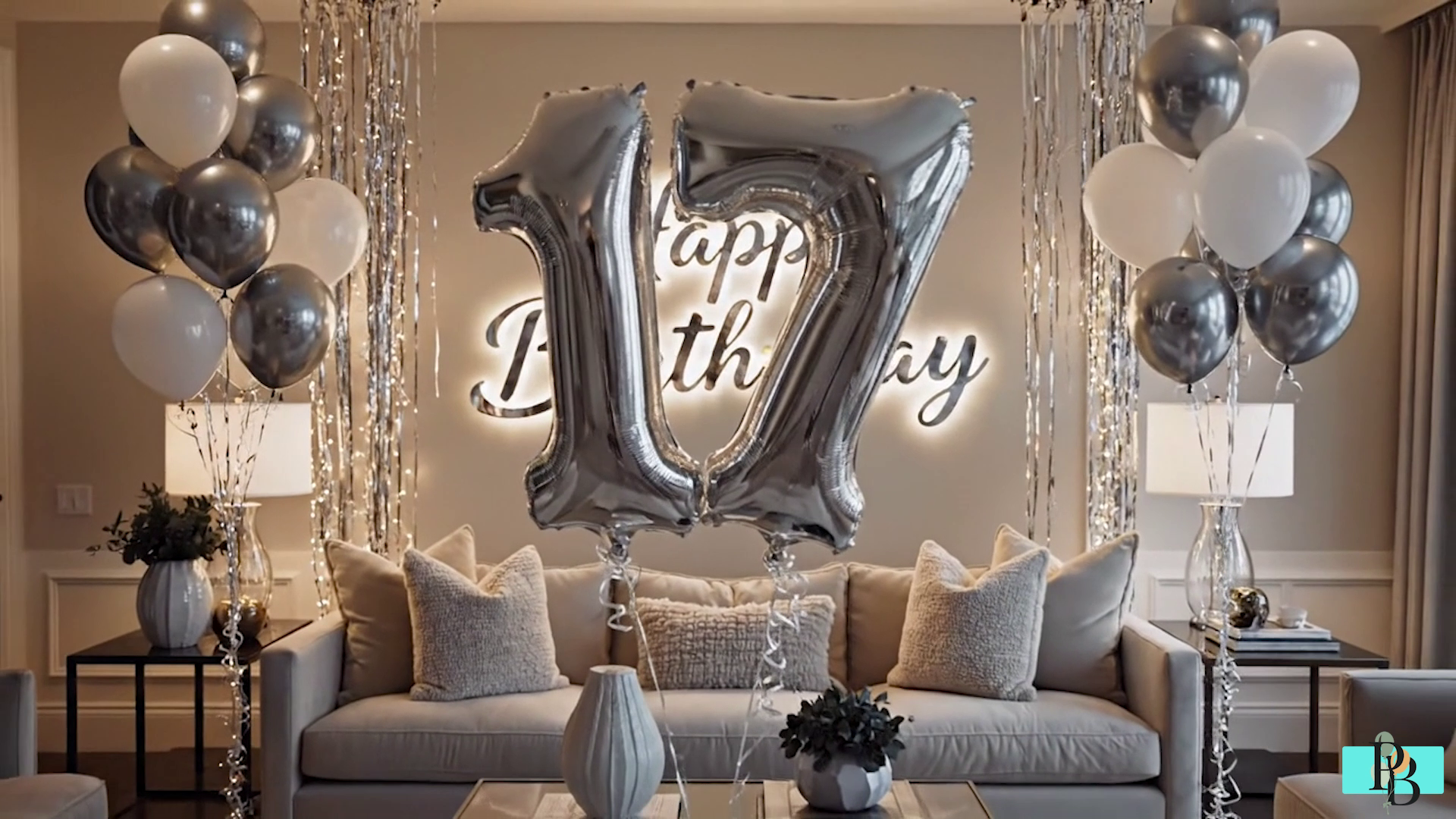 thumbnail video image 2 of Silver Number 17 Mylar Foil Balloon 40" - Helium or Air Inflatable Metallic Balloons for 17th Happy Birthday Party, Anniversary, Graduation Decor, 2 of 9