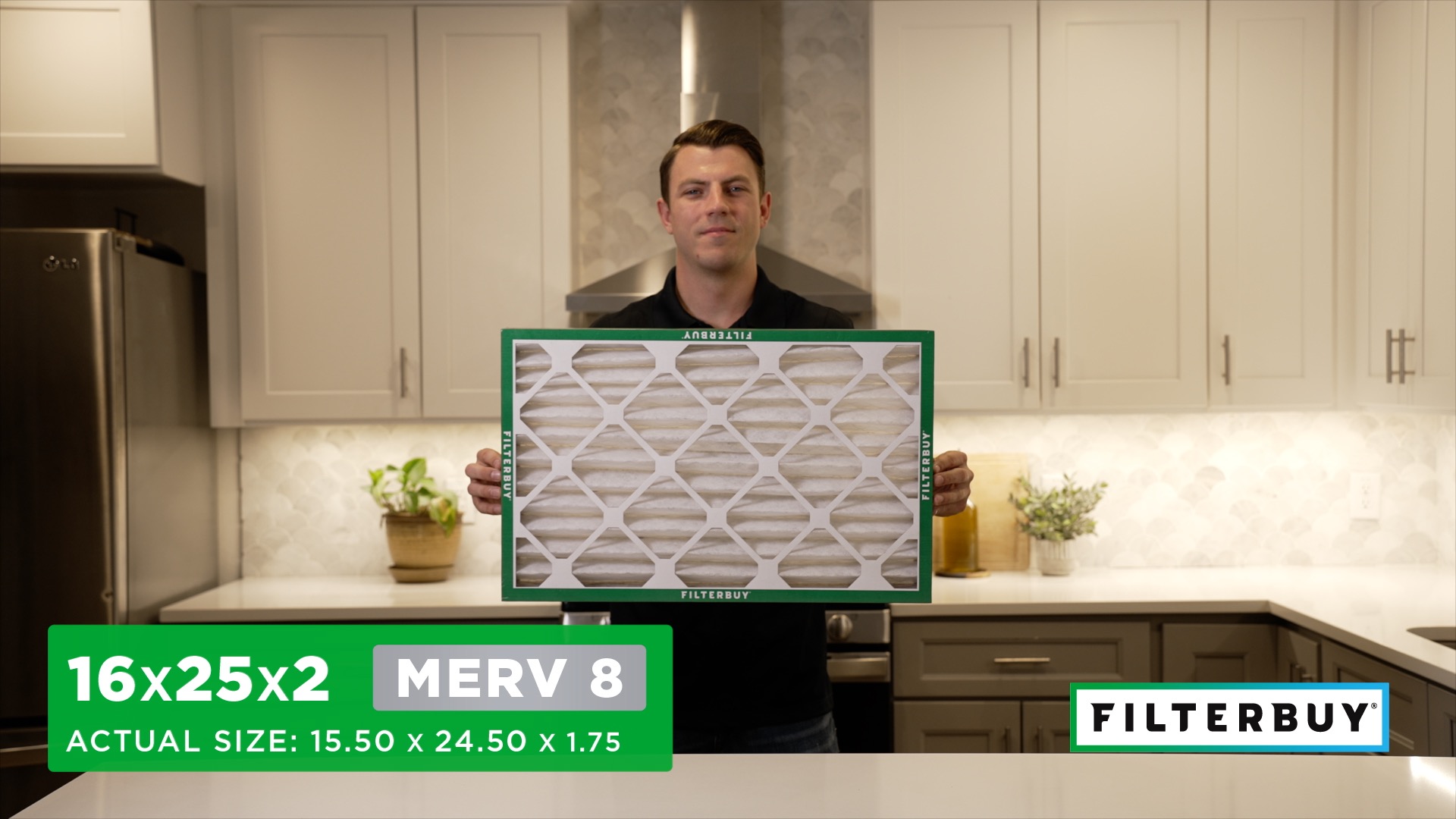 thumbnail video image 2 of Filterbuy 16x25x2 MERV 8 Dust Defense, Pleated HVAC AC Furnace Air Filters (1-Pack), 2 of 10
