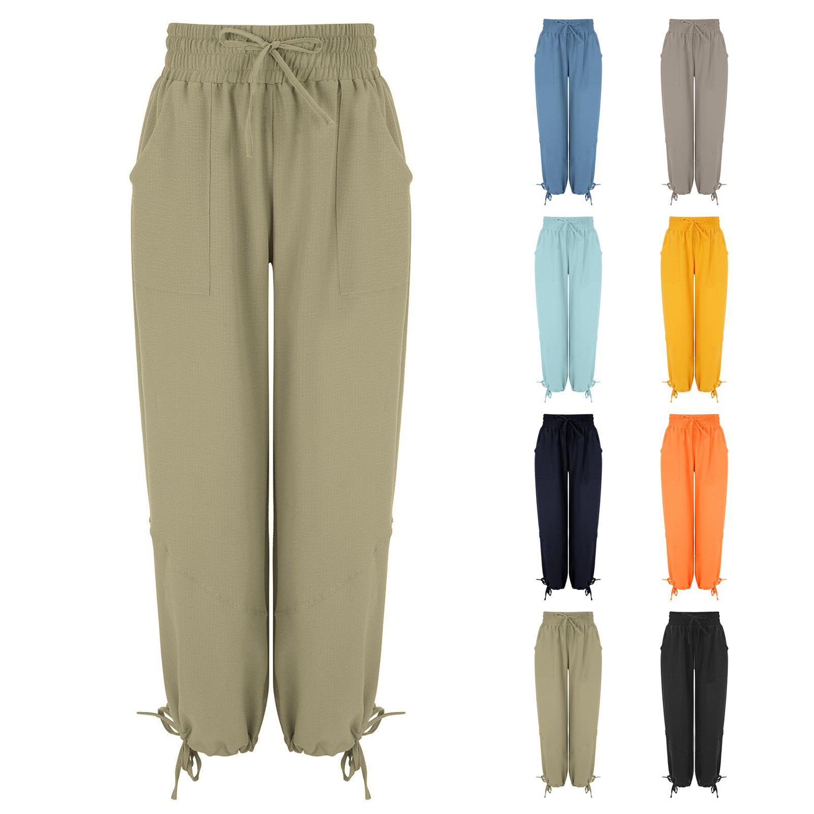 thumbnail video image 2 of GZWYHT Wide Leg Pants,Palazzo Pants,Women's Cargo Pants Baggy Wide Leg Pants Black Loose High Waist Sweatpants Multi Pockets,Flowy Pants,Pants for Women,Sweatpants Women,Navy,XL, 2 of 9