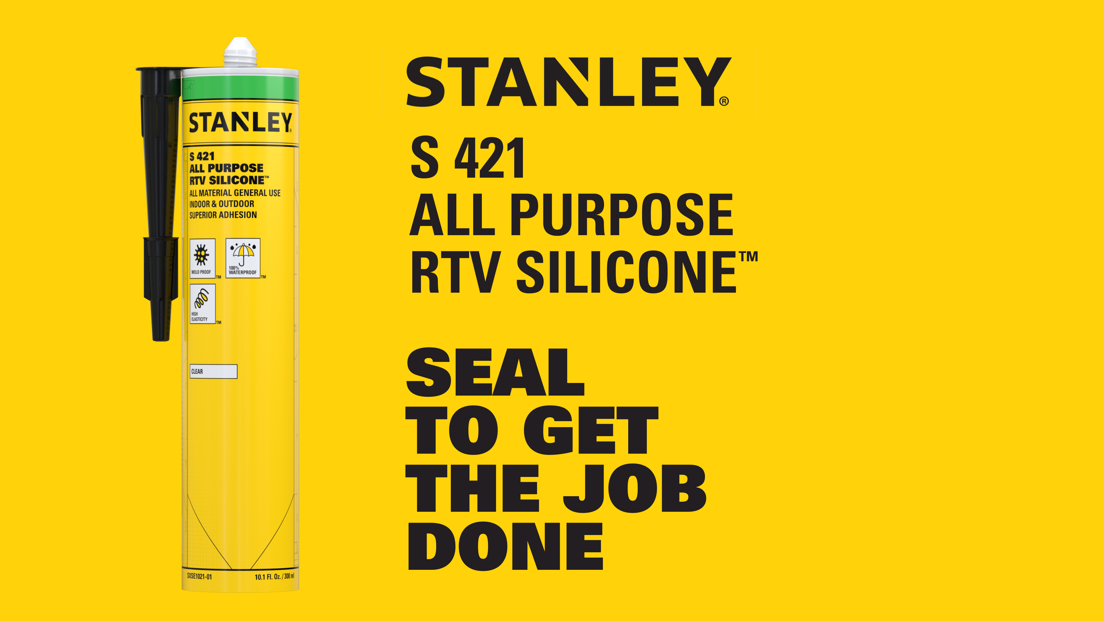 thumbnail video image 2 of Stanley All Purpose RTV Silicone Sealant (Acetoxy cure),10.1 fl oz-Translucent-12 Pack, 2 of 9